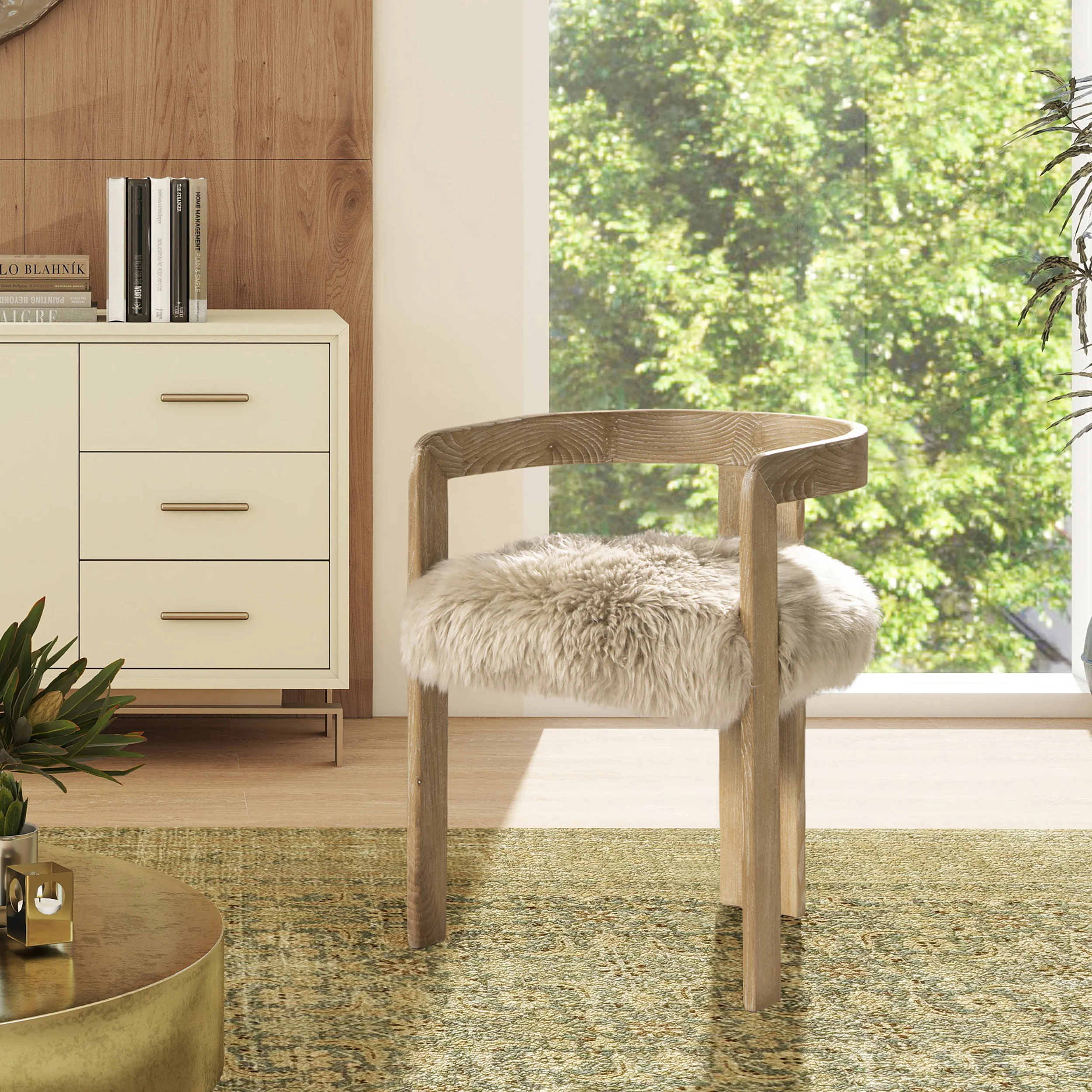 Millwick 21' Low Back Genuine Fur Dining Chair - Image 3