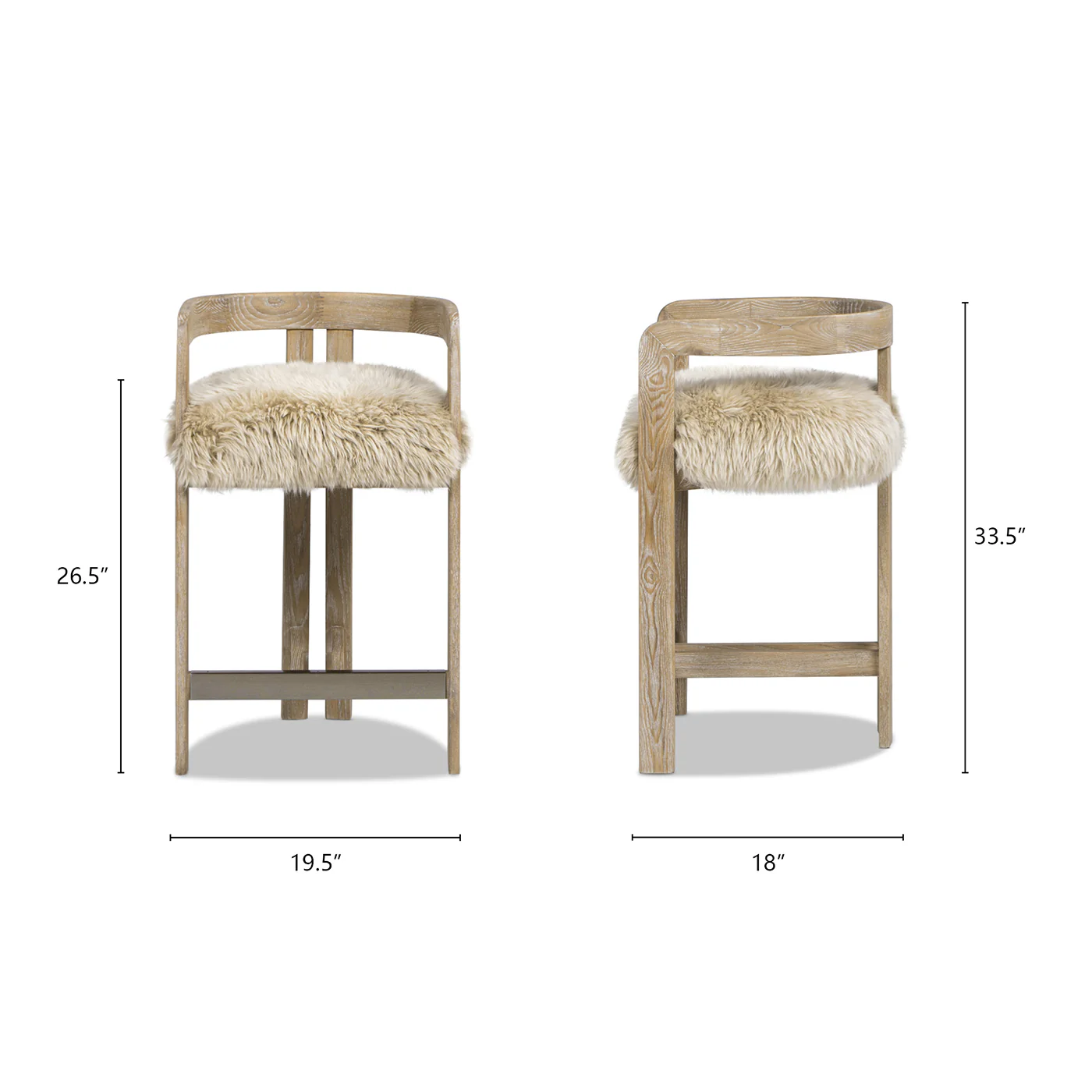 Millwick 26.5' Low Back Genuine Fur Counter Stool - Image 4