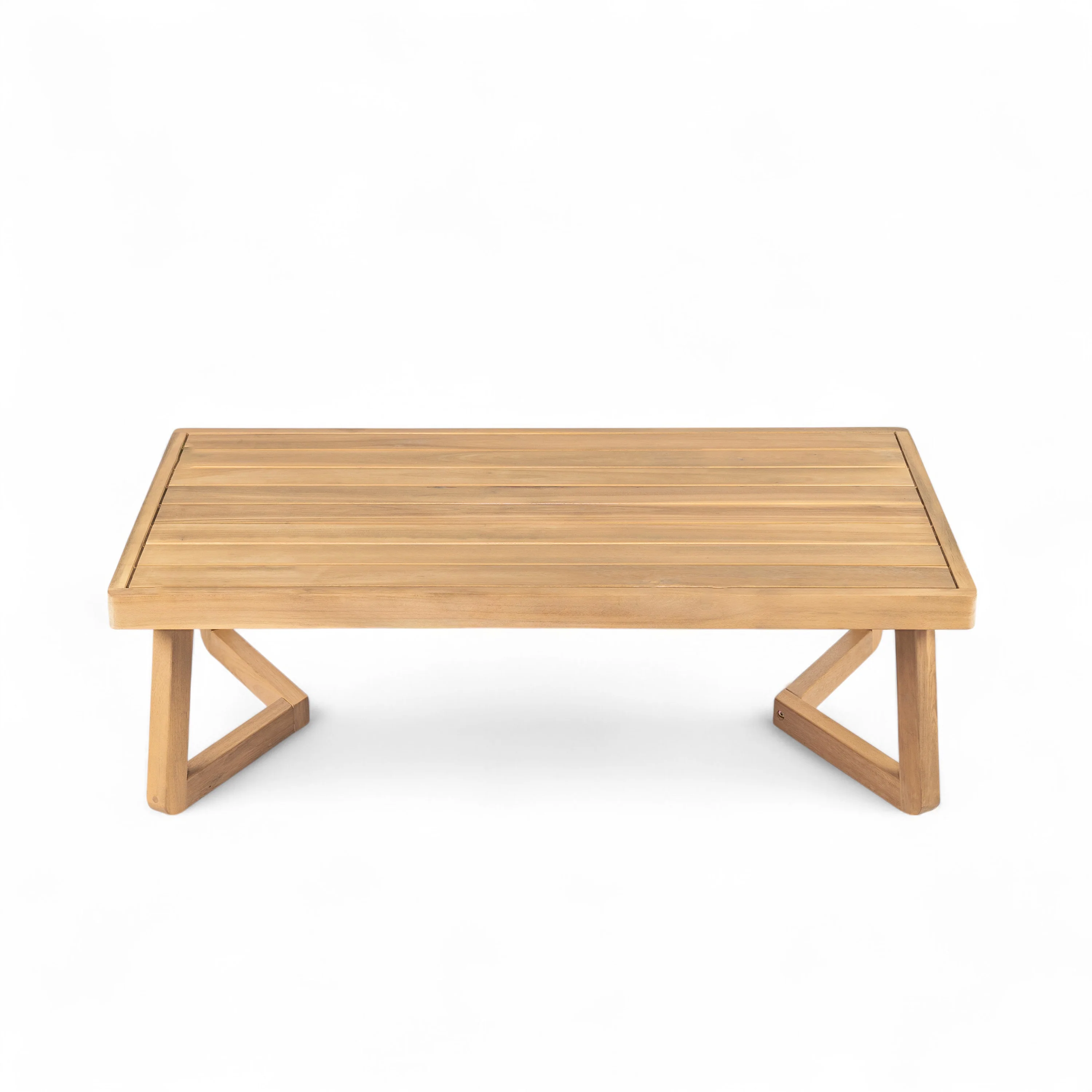 Minimalist Acacia Wood Outdoor Patio Loveseat and Coffee Table Set - Image 10