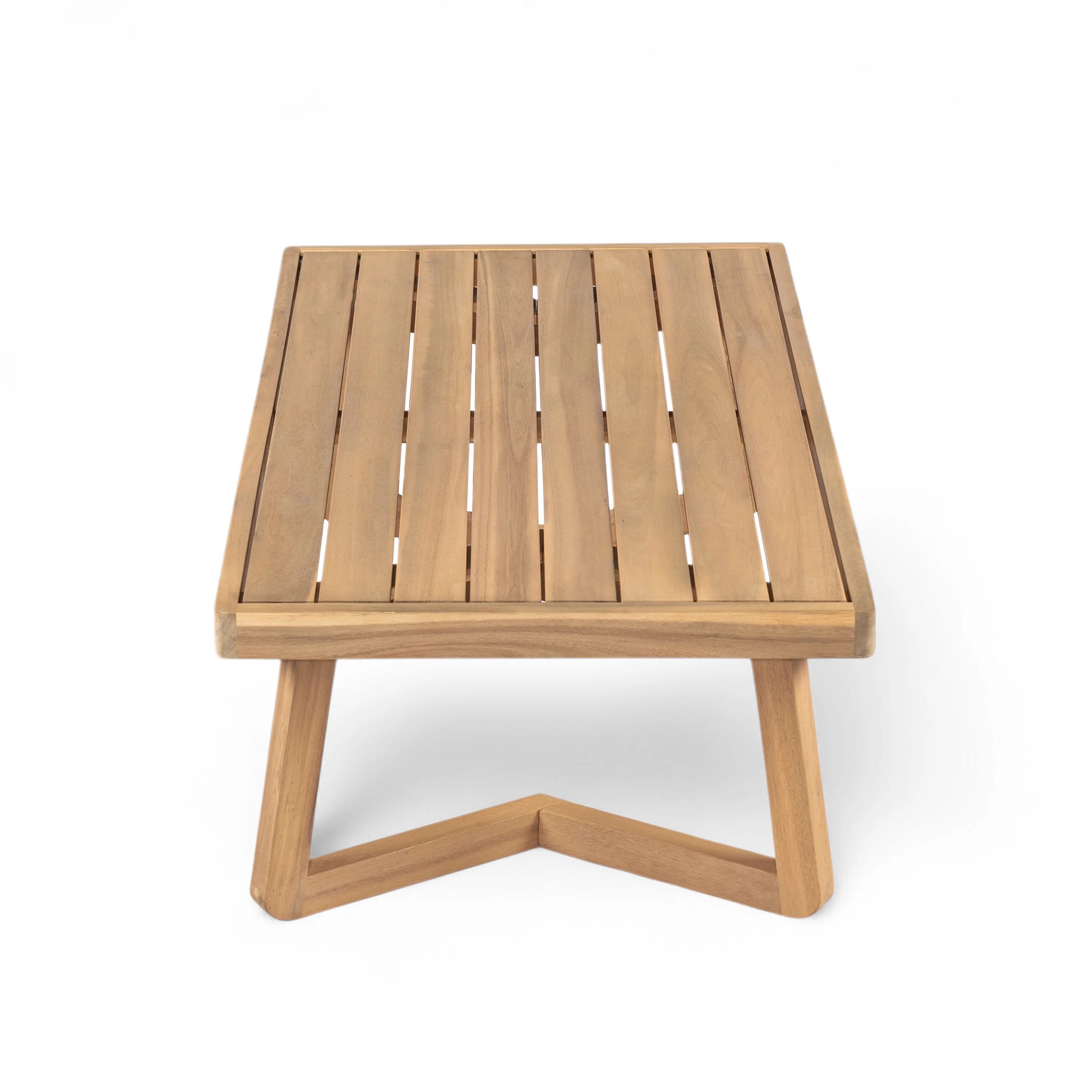 Minimalist Acacia Wood Outdoor Patio Loveseat and Coffee Table Set - Image 12