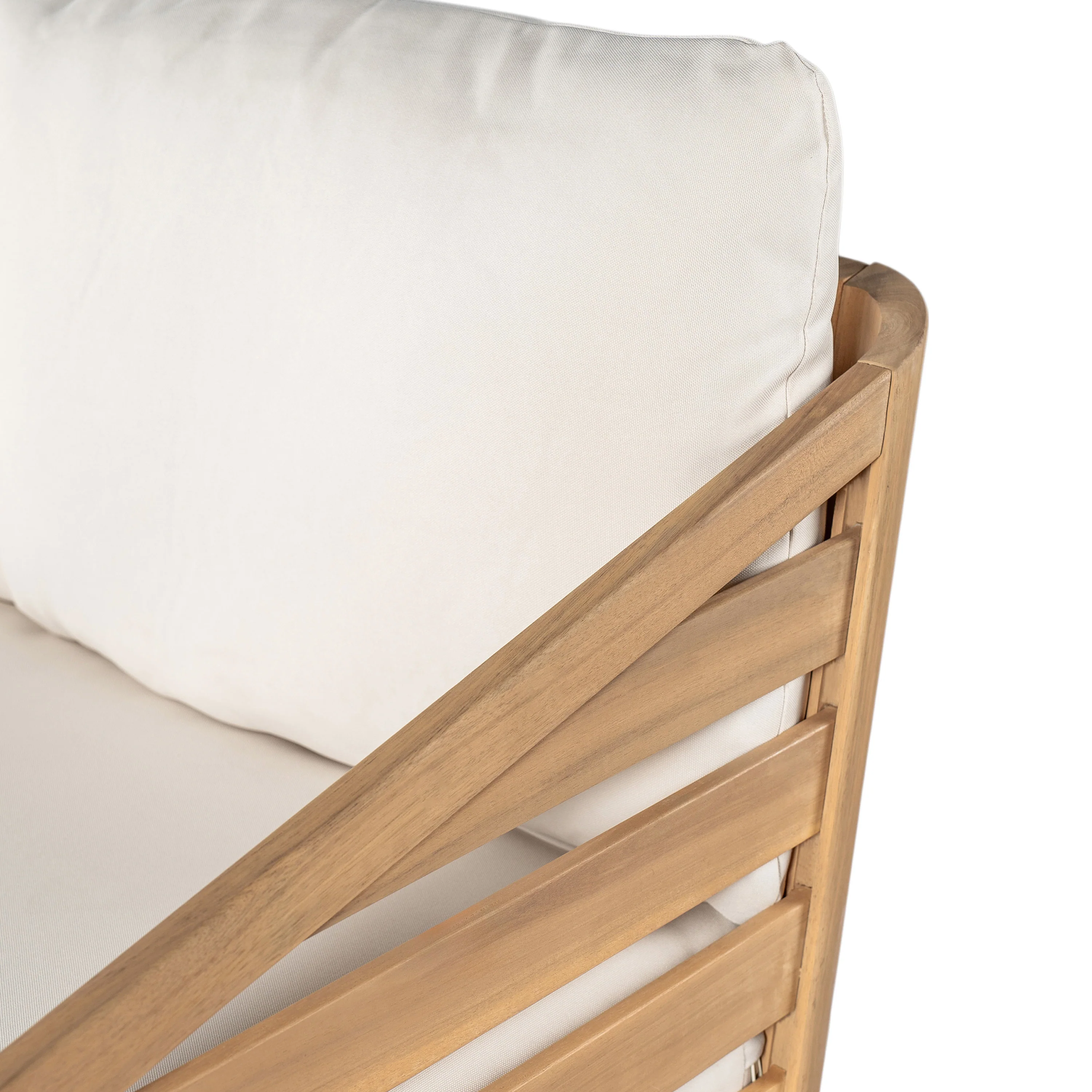 Minimalist Acacia Wood Outdoor Patio Loveseat and Coffee Table Set - Image 15