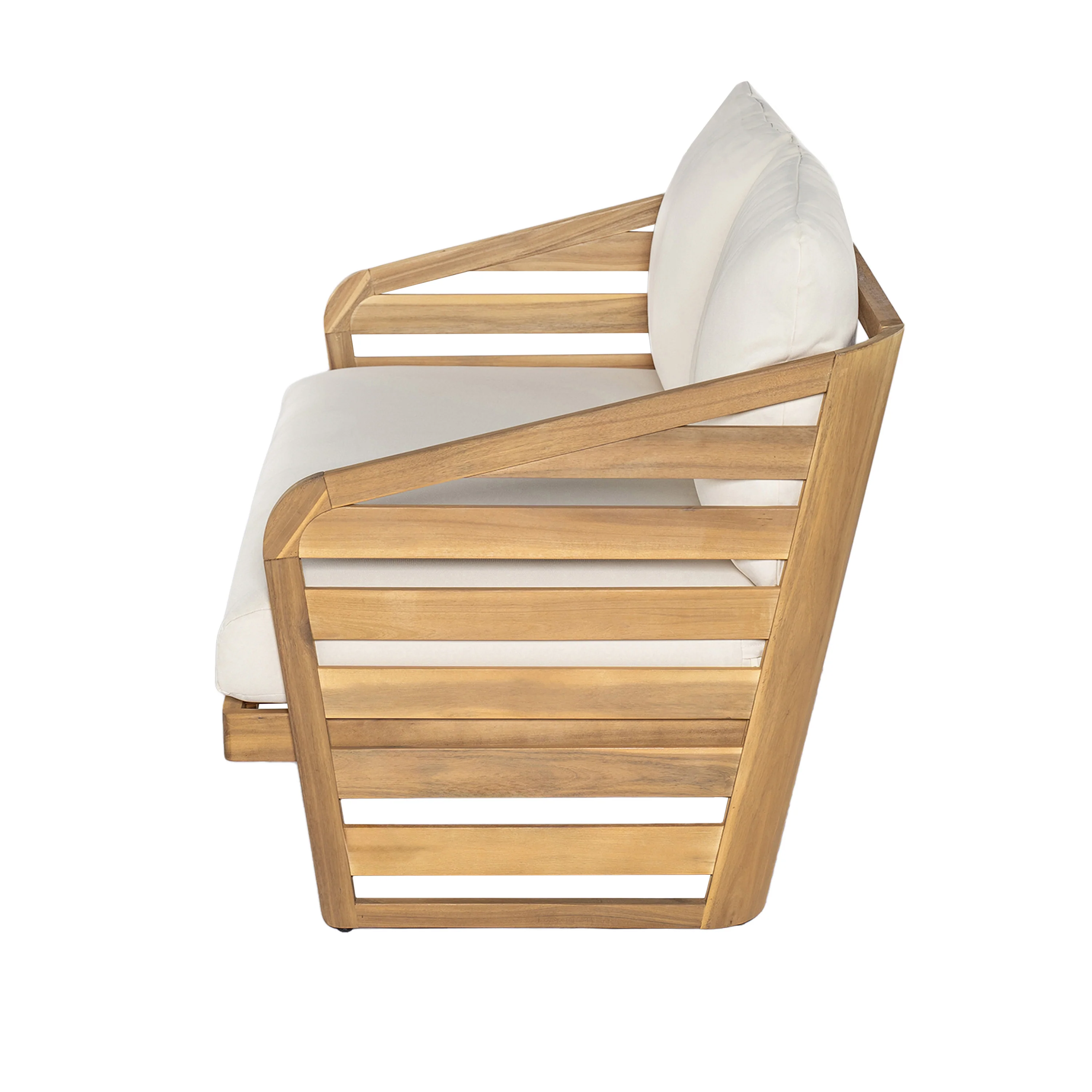 Minimalist Acacia Wood Outdoor Patio Loveseat and Coffee Table Set - Image 6
