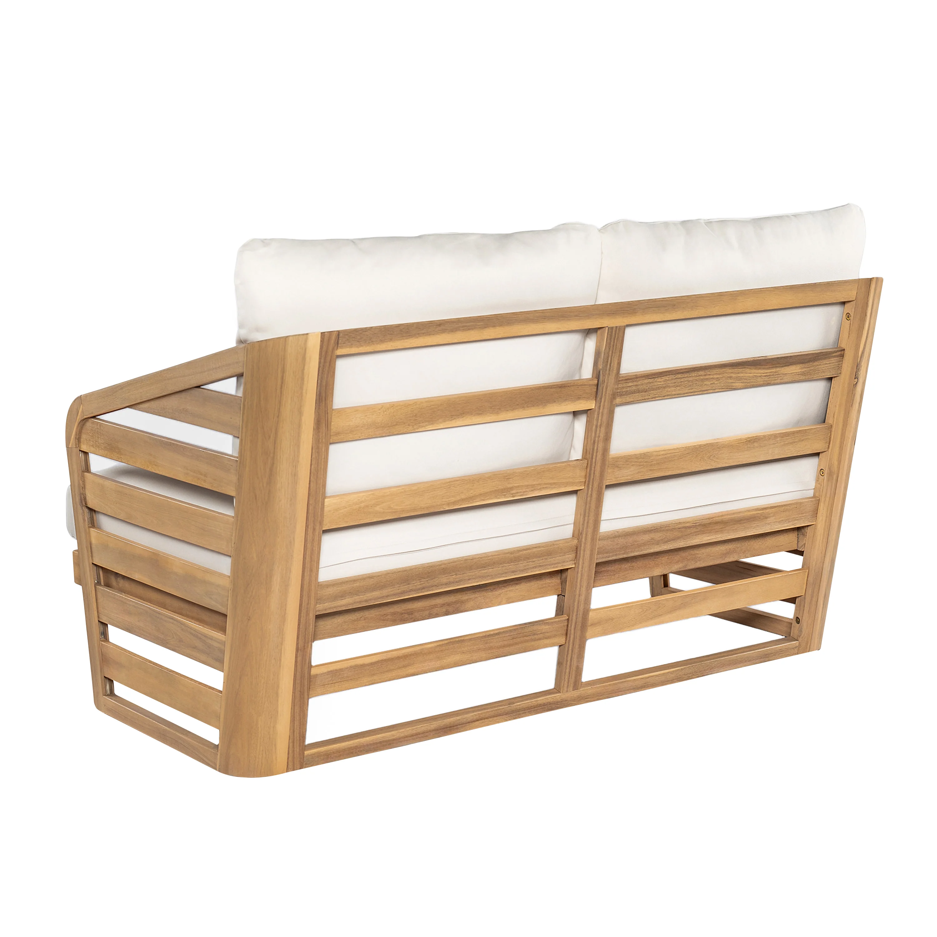 Minimalist Acacia Wood Outdoor Patio Loveseat and Coffee Table Set - Image 7