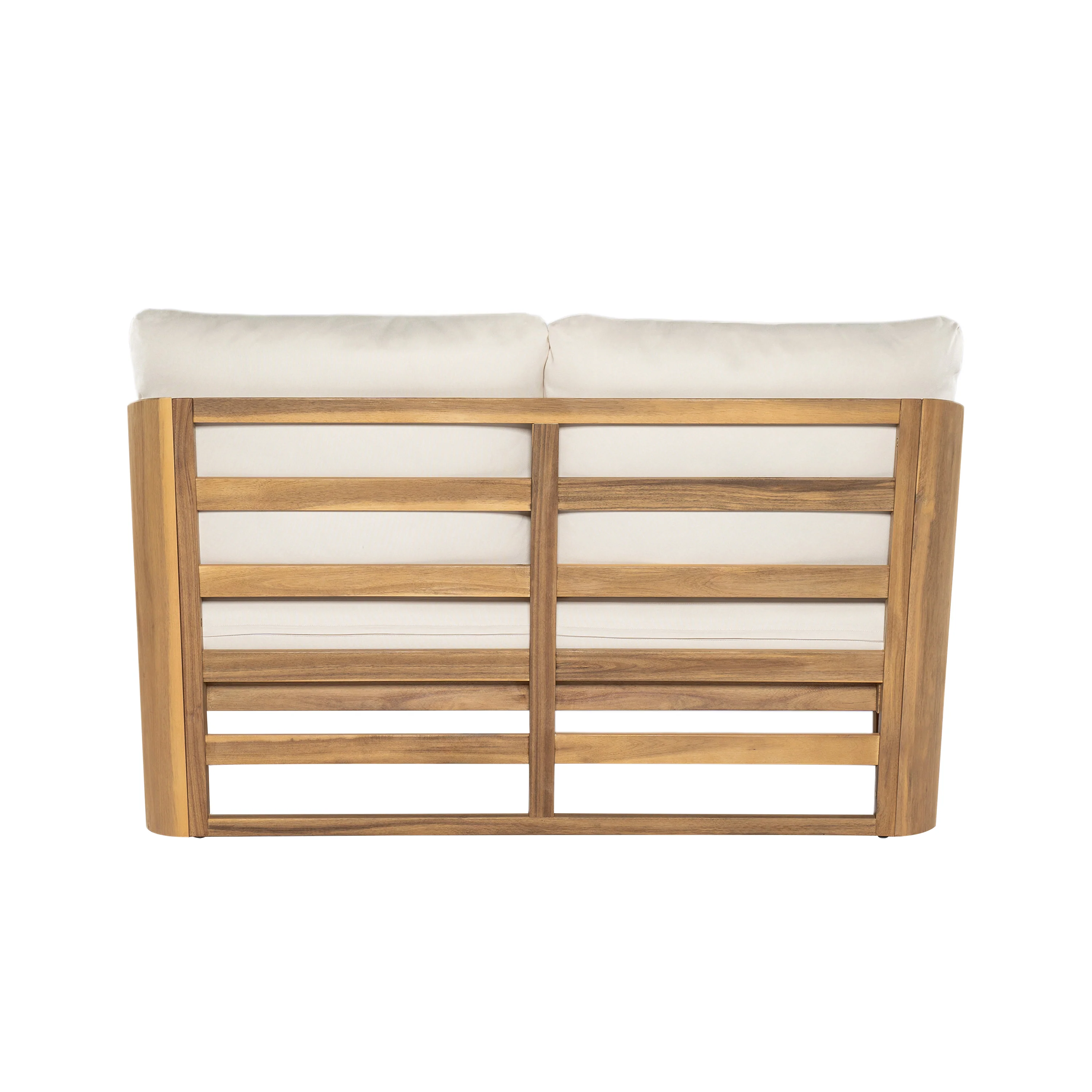 Minimalist Acacia Wood Outdoor Patio Loveseat and Coffee Table Set - Image 8