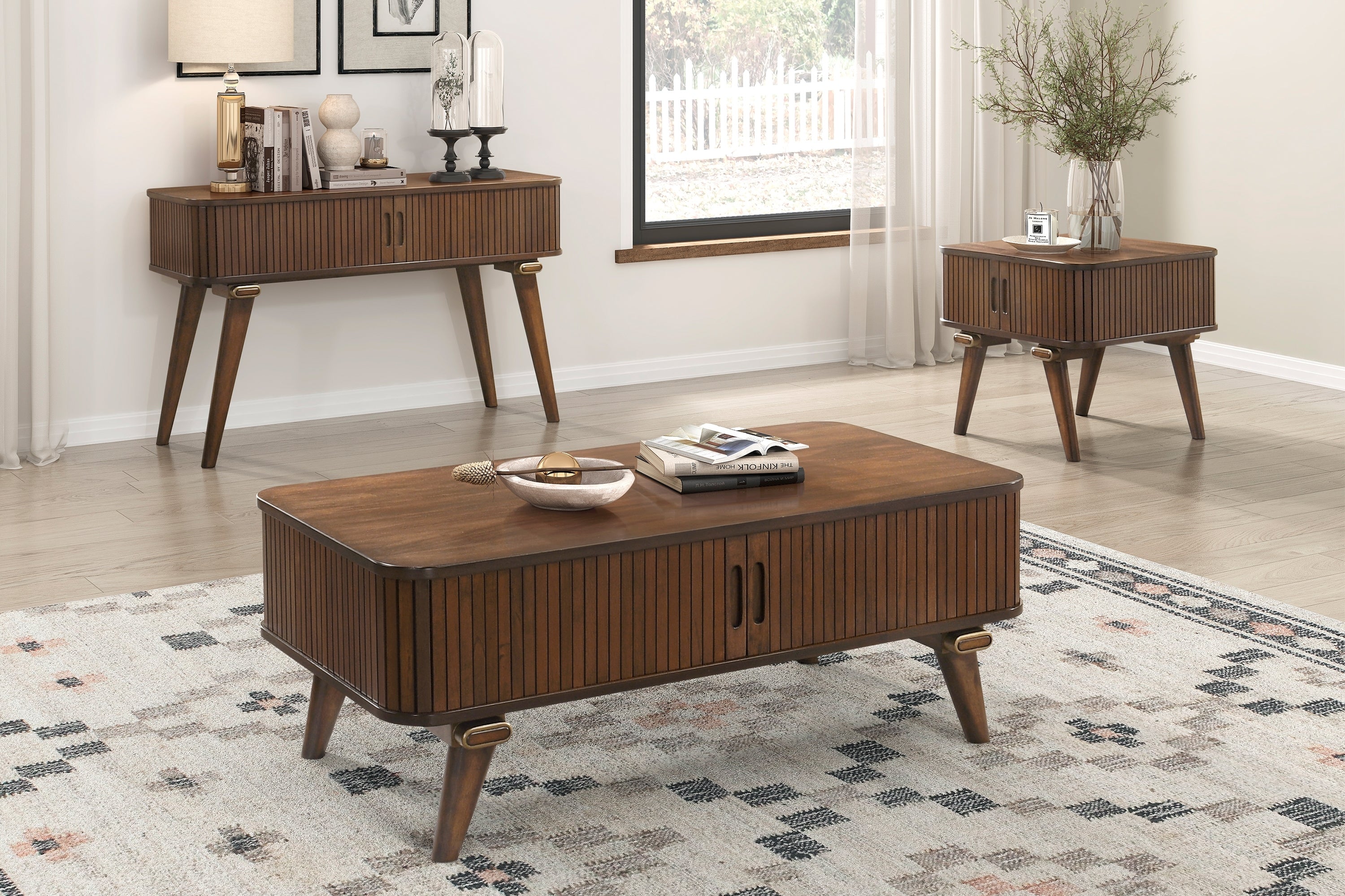 Walker Edison | Minimalist Reeded Storage Coffee Table - Image 8