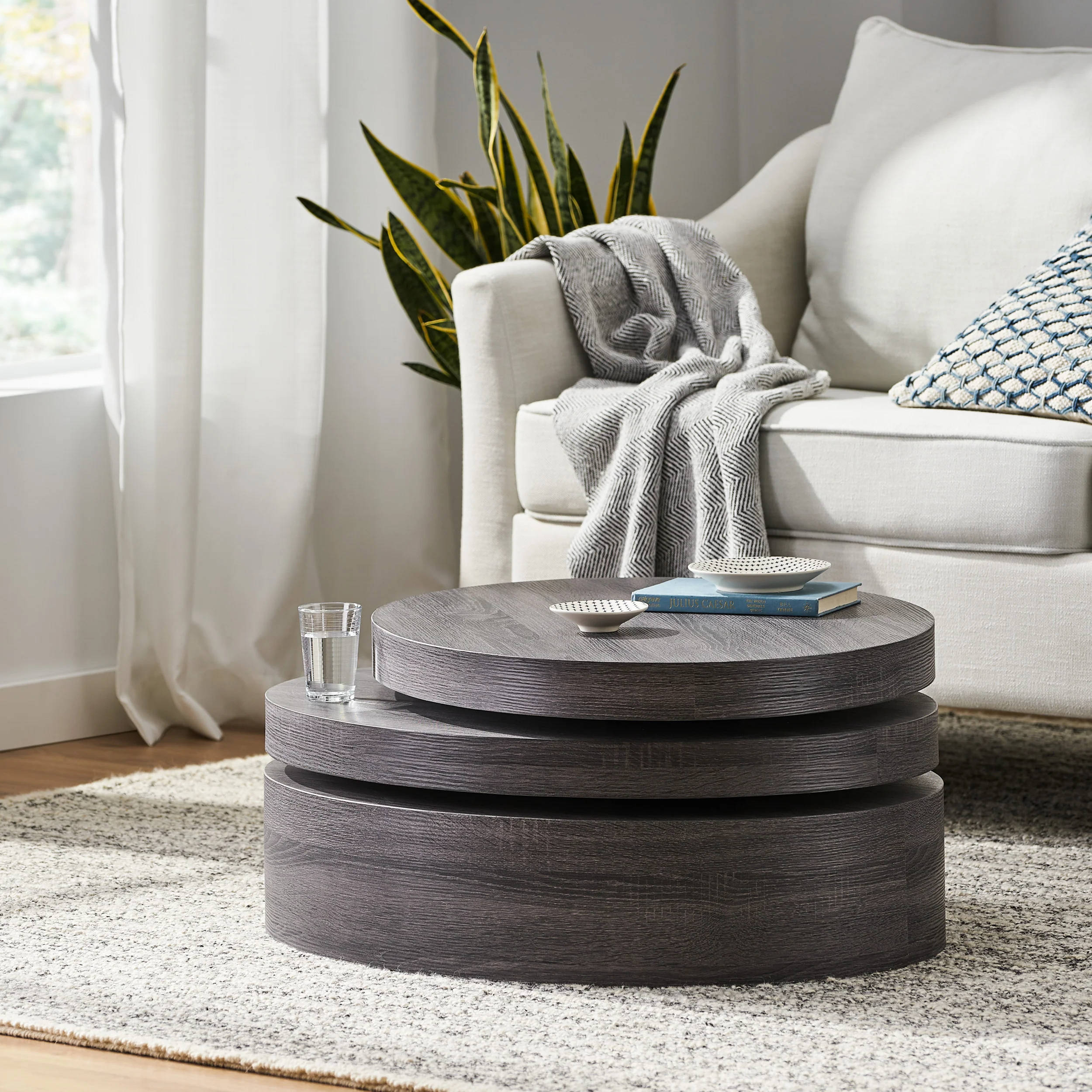 Walker Edison | Minimalist Rotating Coffee Table - Image 2