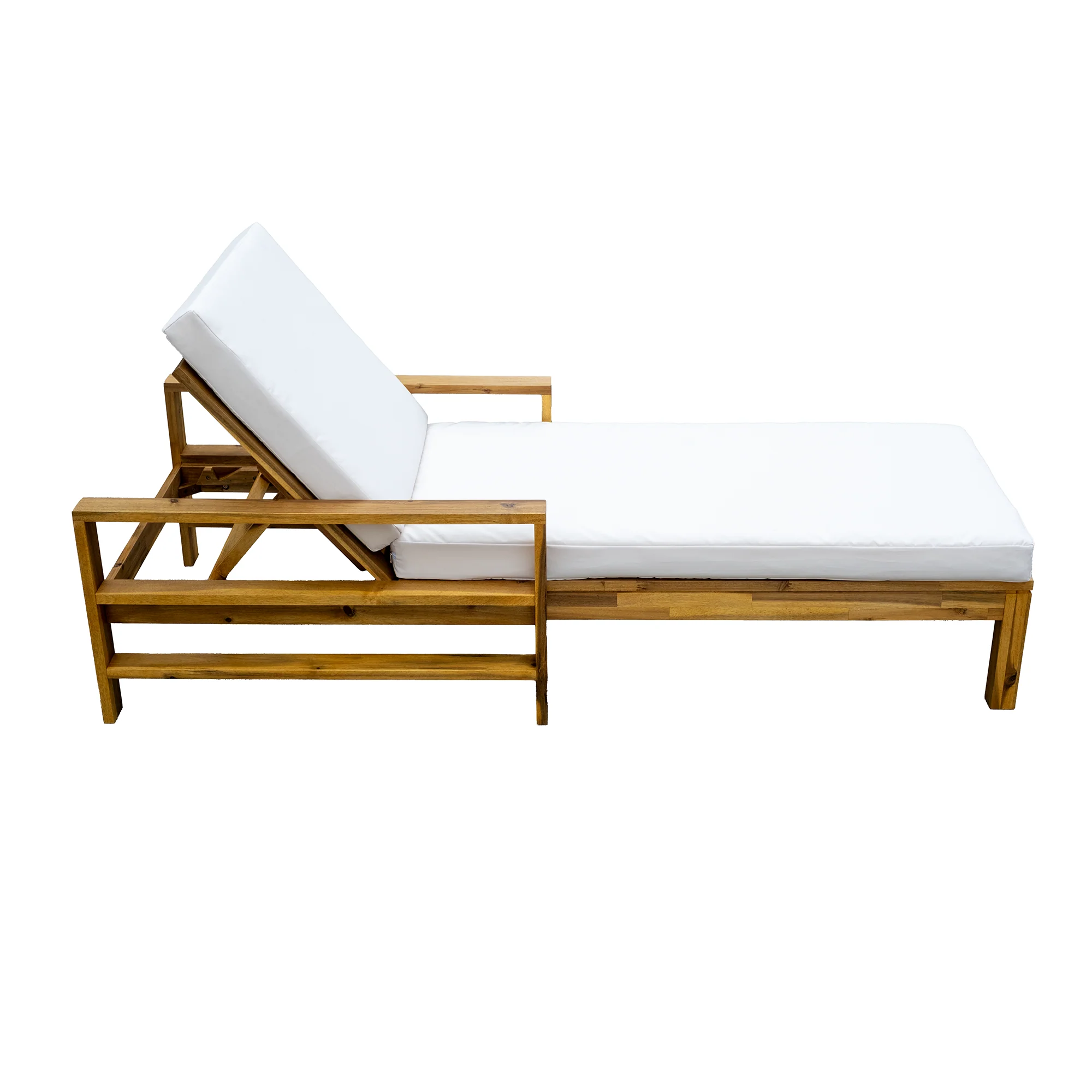 Minimalist Teak Wood Adjustable Backrest Outdoor Lounge Chair - Image 4