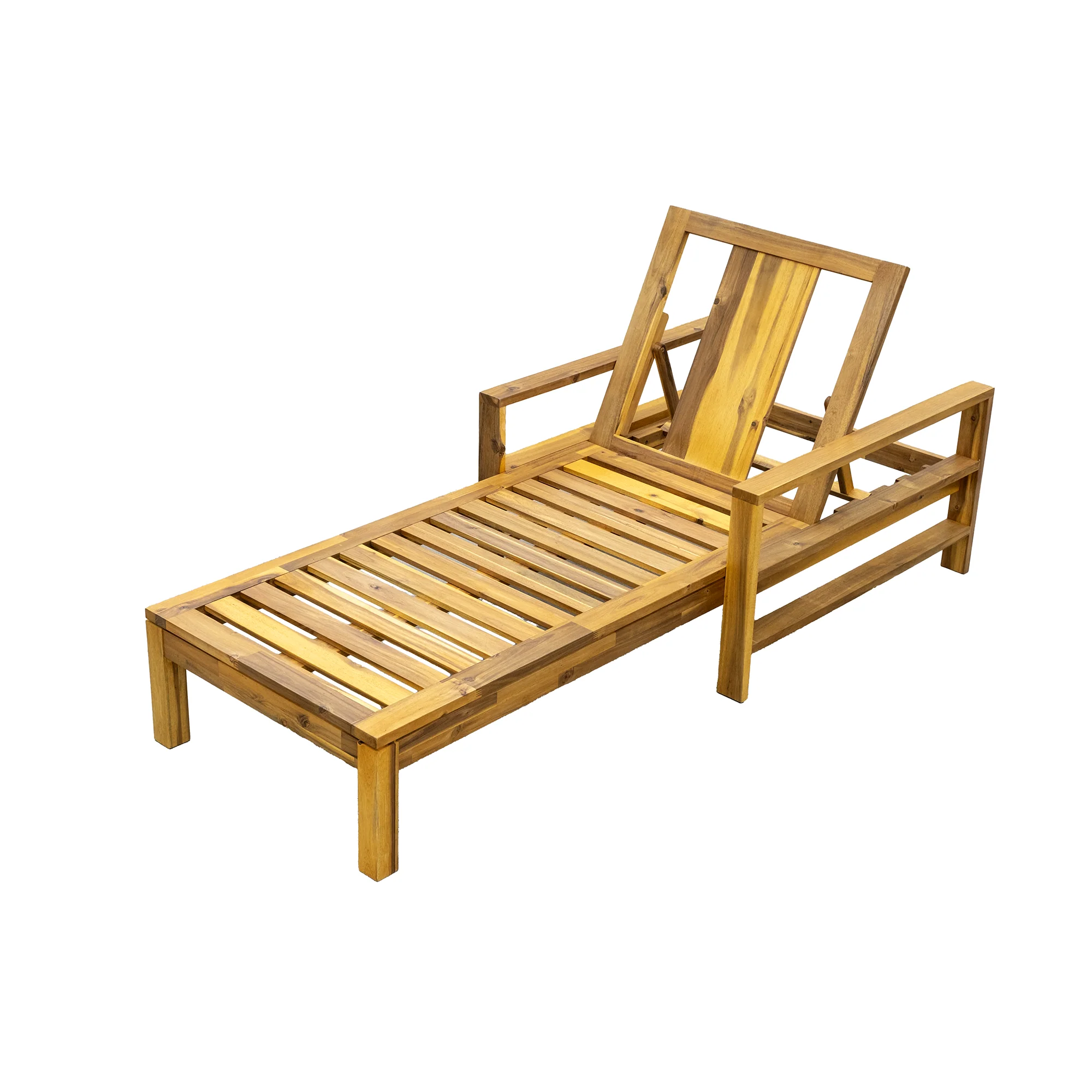 Minimalist Teak Wood Adjustable Backrest Outdoor Lounge Chair - Image 6