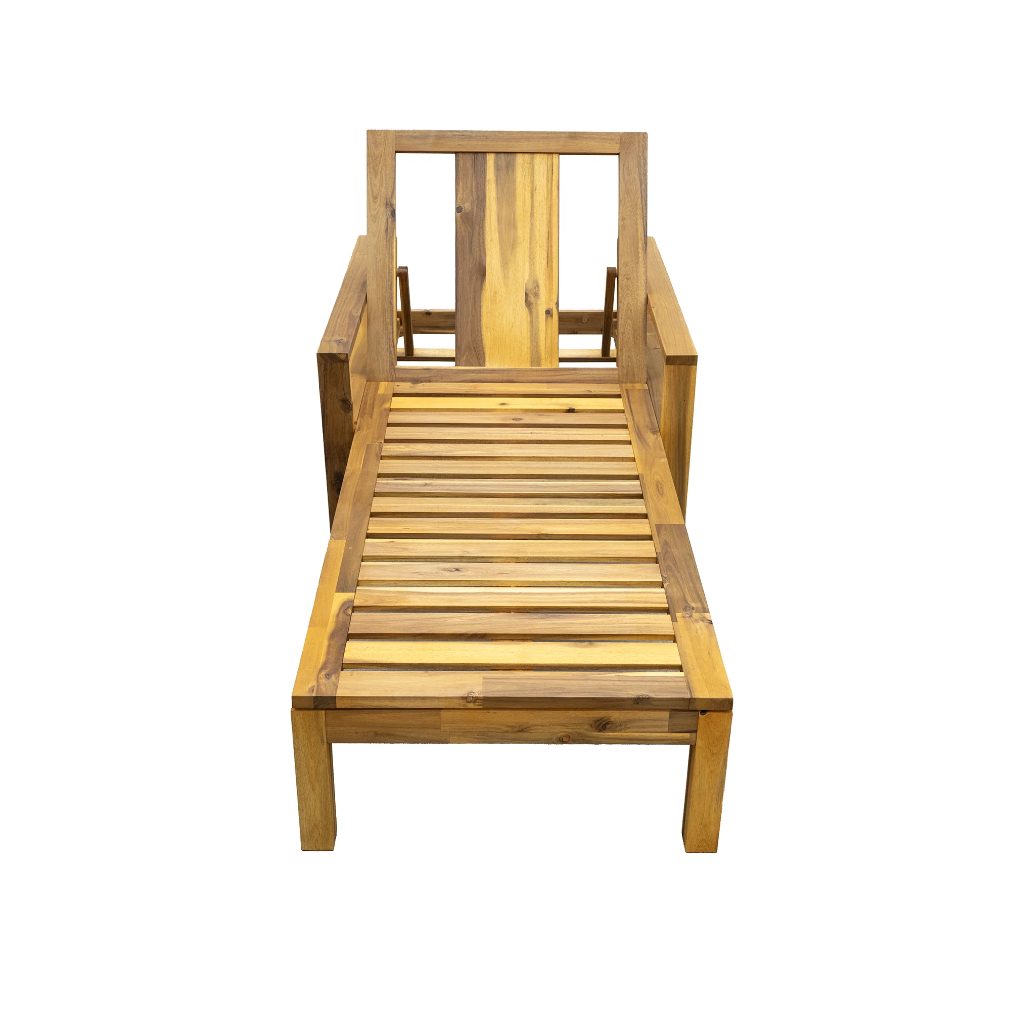 Minimalist Teak Wood Adjustable Backrest Outdoor Lounge Chair - Image 7