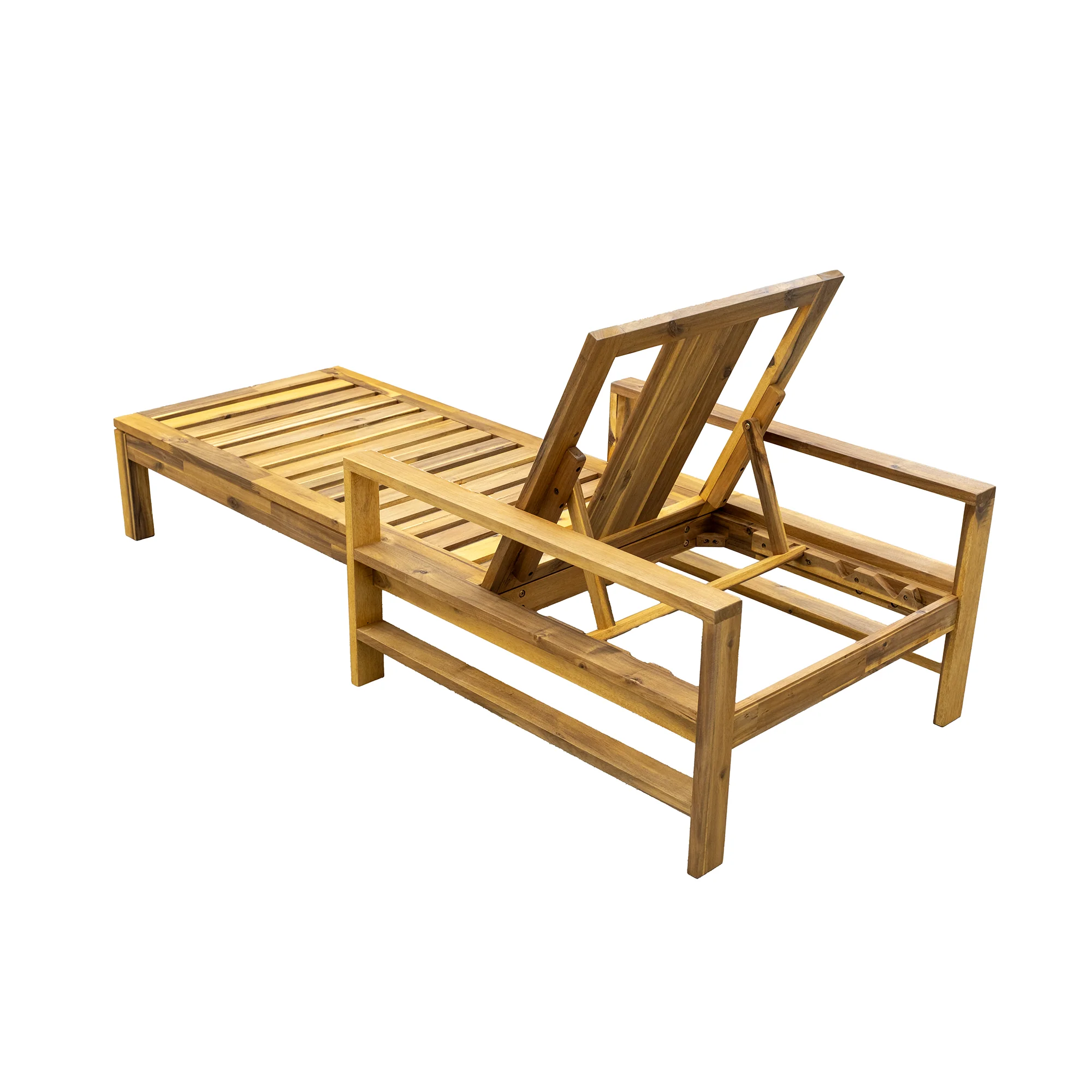 Minimalist Teak Wood Adjustable Backrest Outdoor Lounge Chair - Image 8