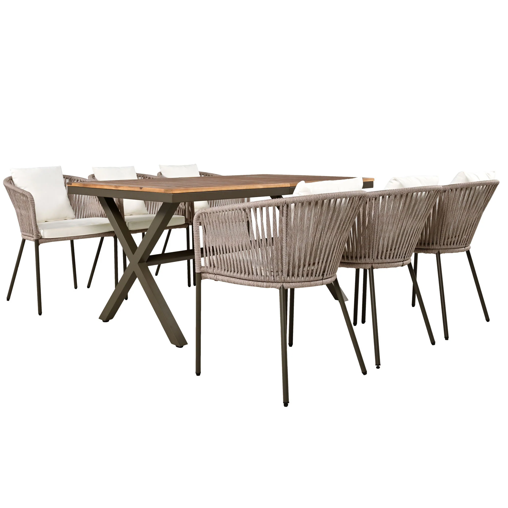 Walker Edison | Modern All-Weather Outdoor 7 Piece Patio Dining Set - Image 14