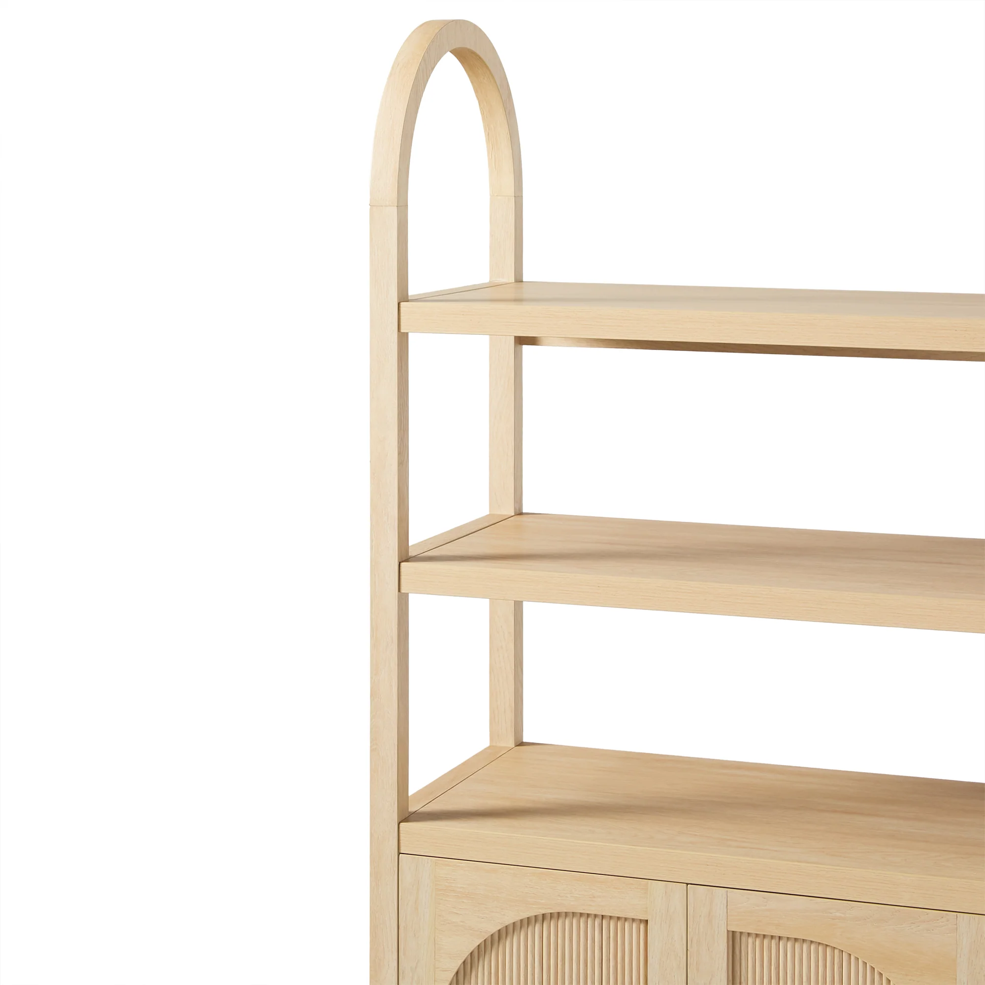 Sasha Modern Arched Bookshelf Cabinet with Reeded Doors - Image 13