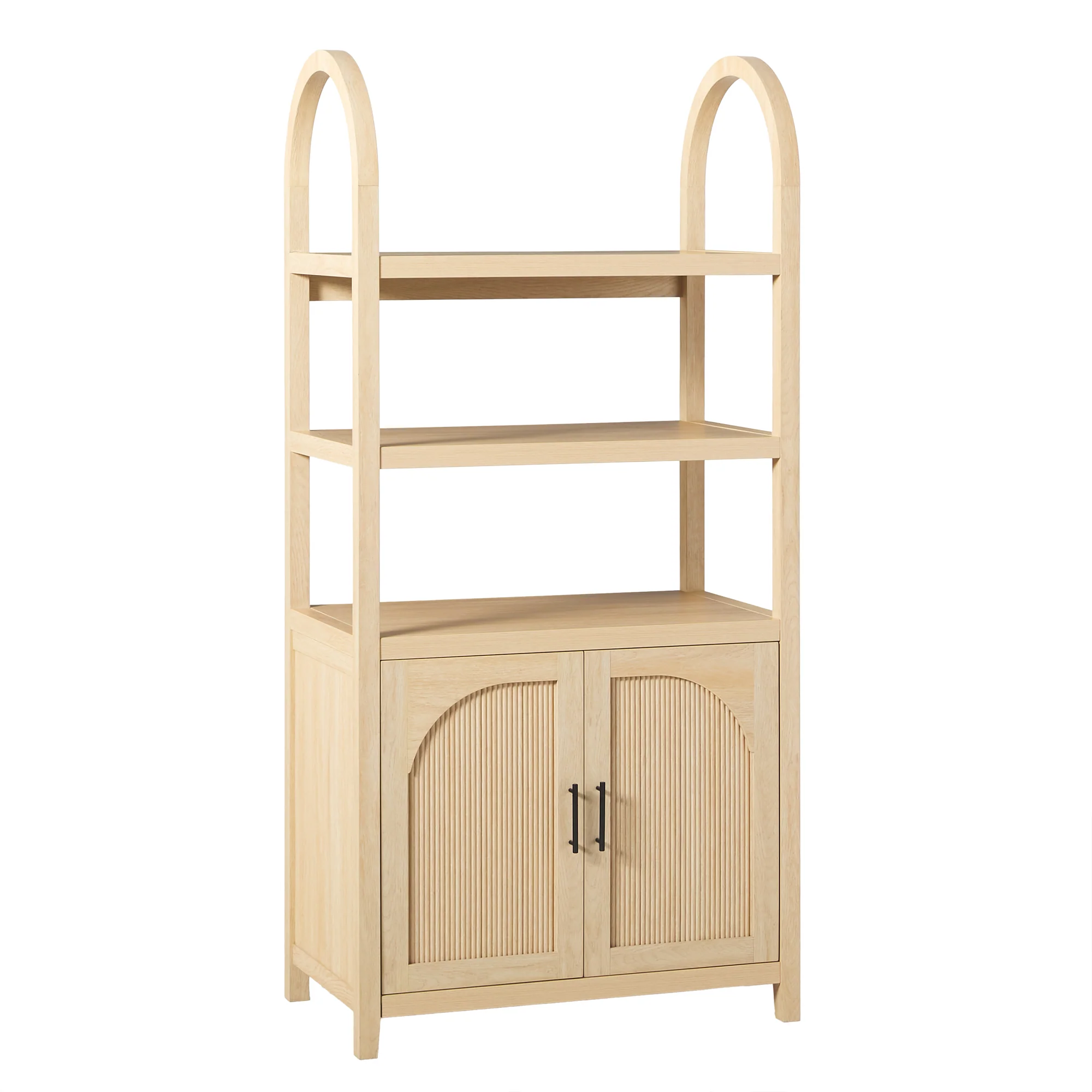 Sasha Modern Arched Bookshelf Cabinet with Reeded Doors - Image 9