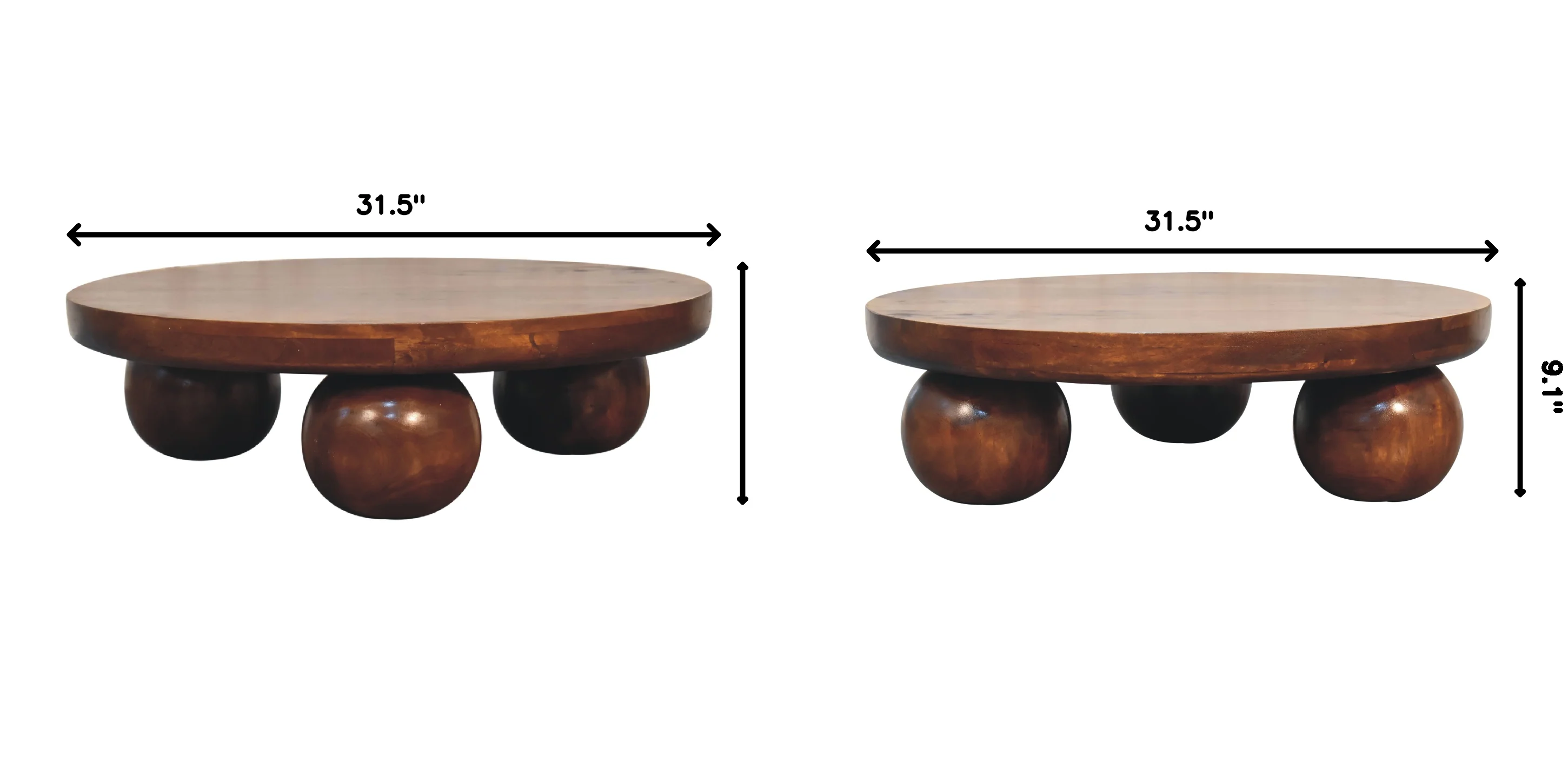 Modern Ball Leg Solid Wood Coffee Table Table - Image 11