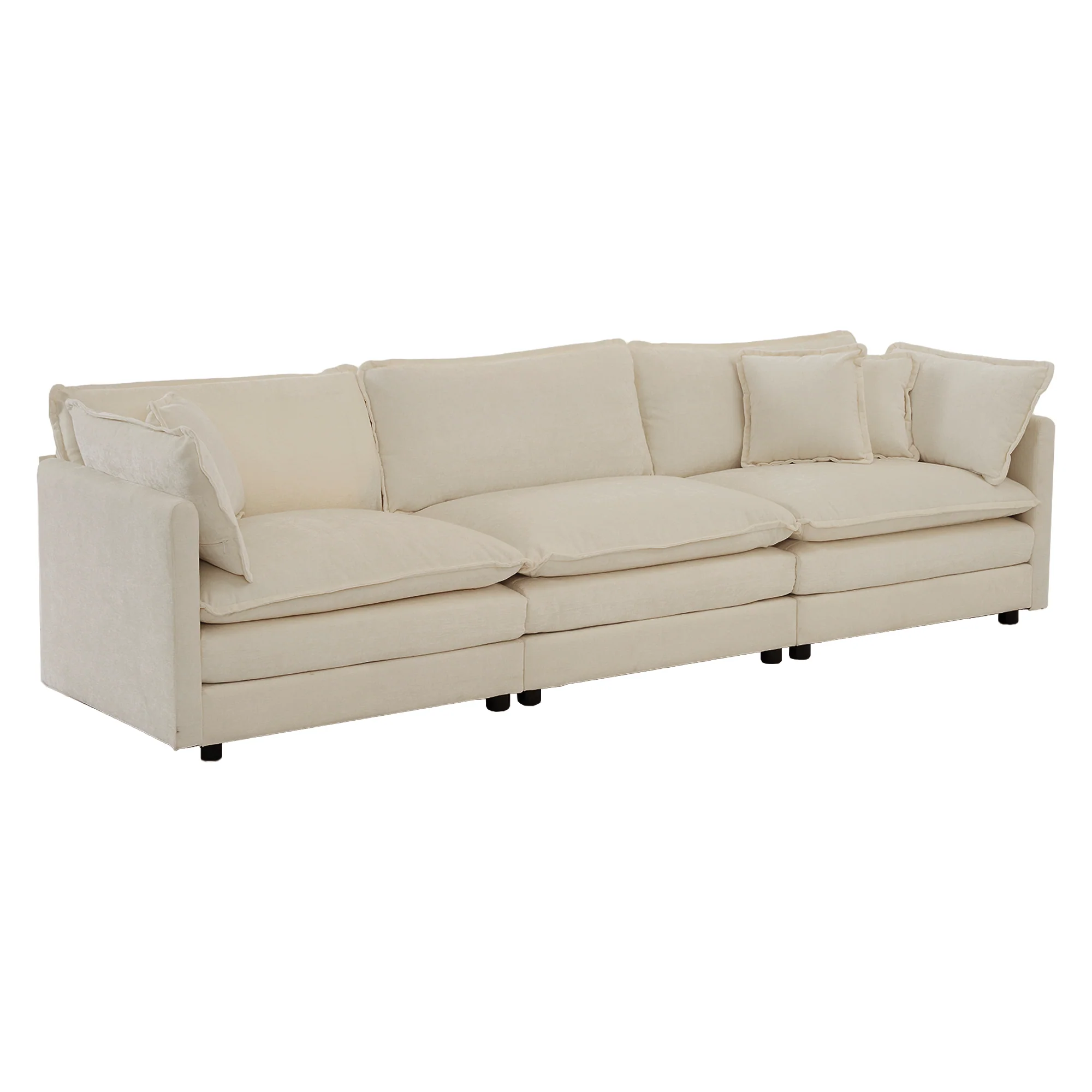 Walker Edison | Modern Chenille 3-Seater Cloud Couch - Image 9