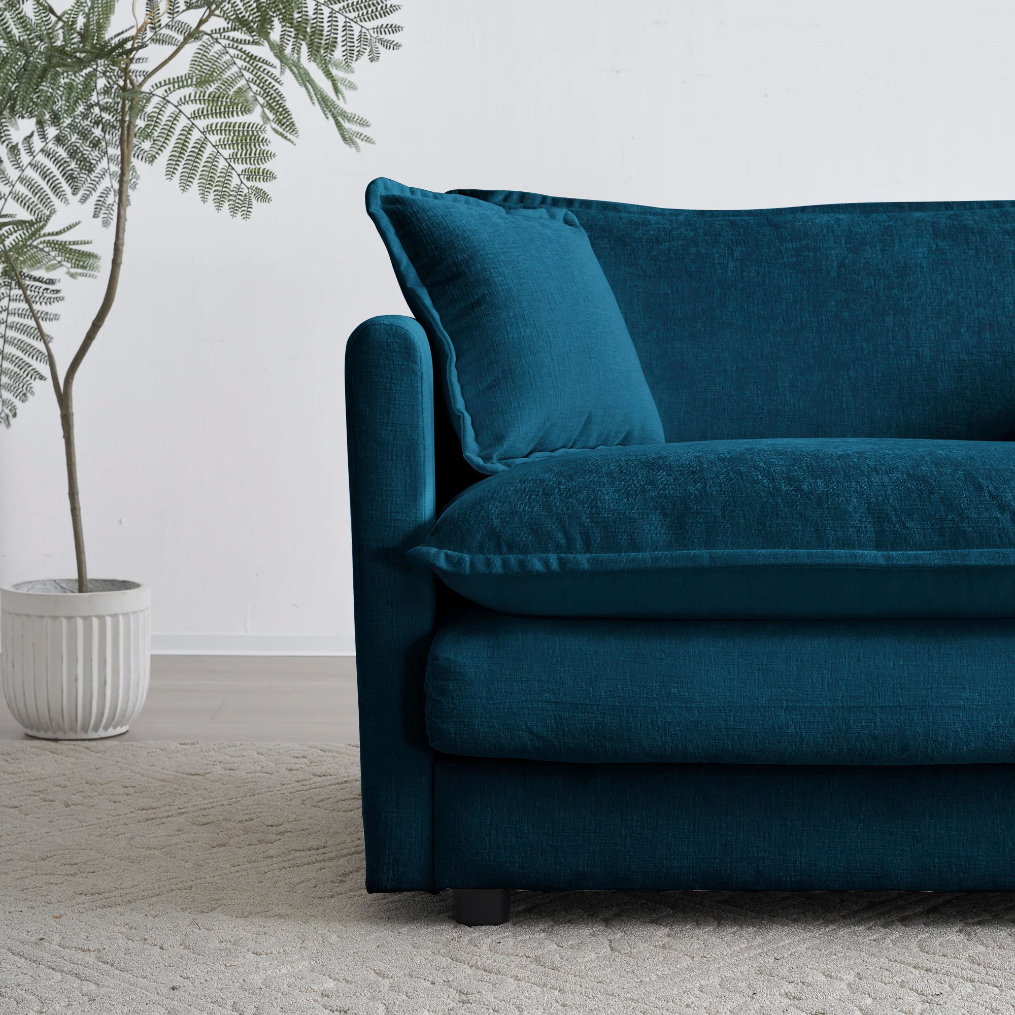 Walker Edison | Modern Chenille Cloud Loveseat Sofa Blue - Image 10