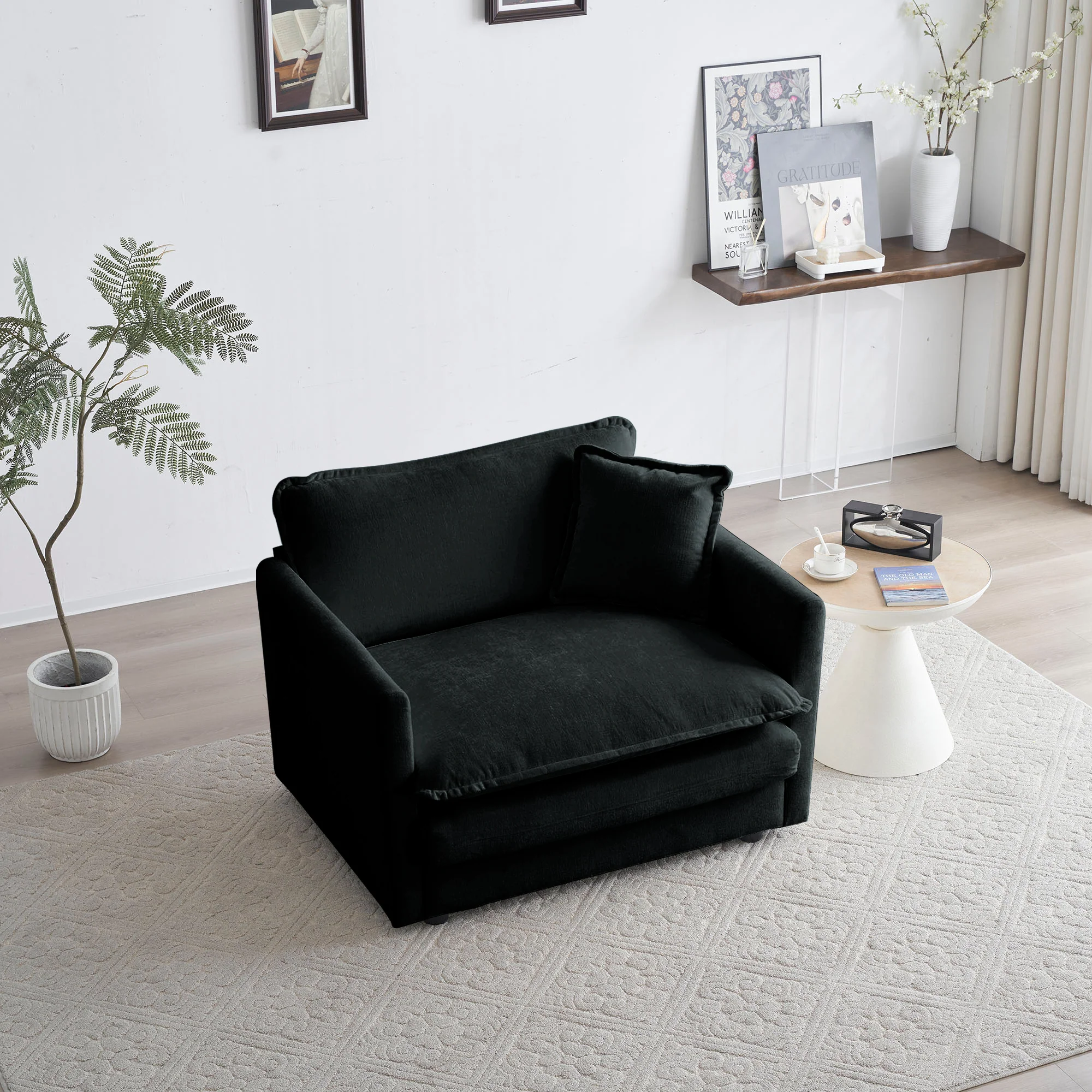 Walker Edison | Modern Cloud Accent Chair with Ottoman - Image 3