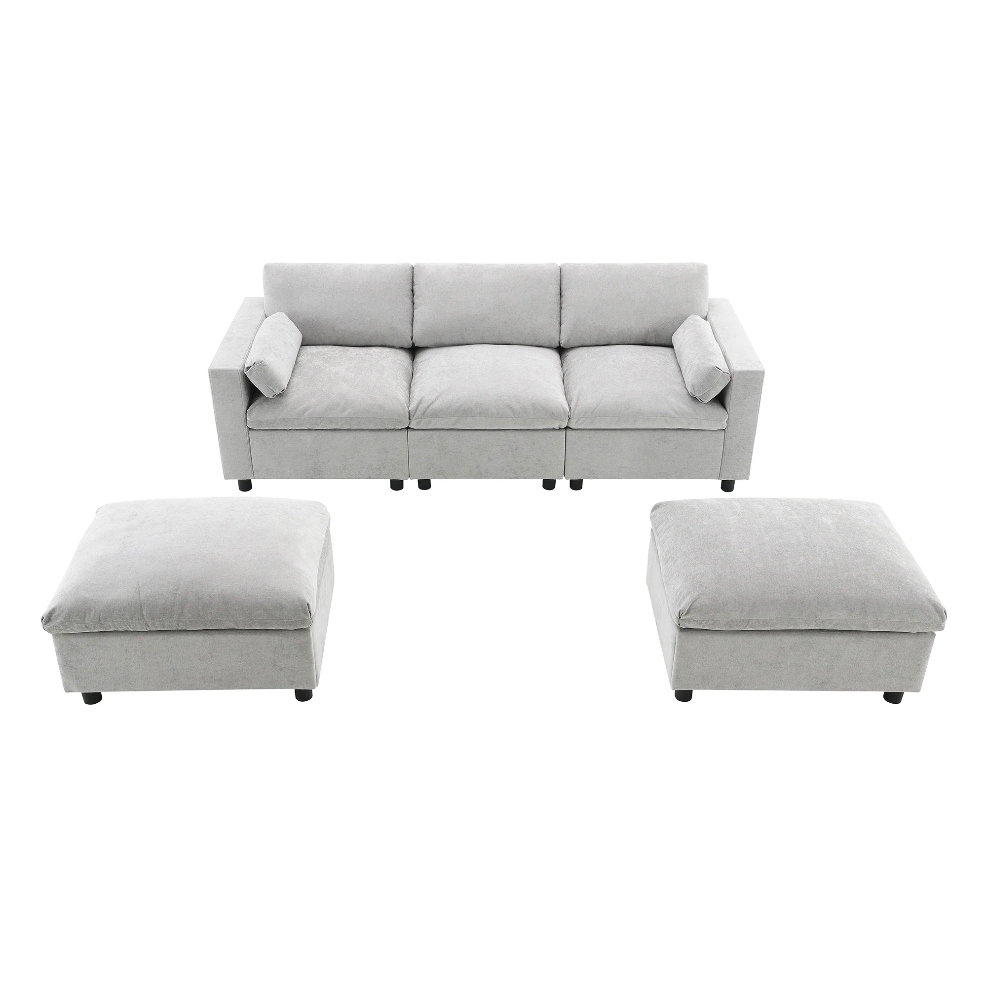 Walker Edison | Modern Cloud Chenille Modular Sectional Sofa with Storage - Image 10