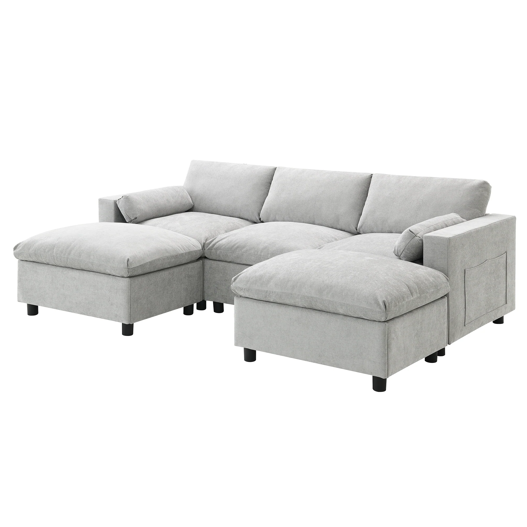 Walker Edison | Modern Cloud Chenille Modular Sectional Sofa with Storage - Image 11