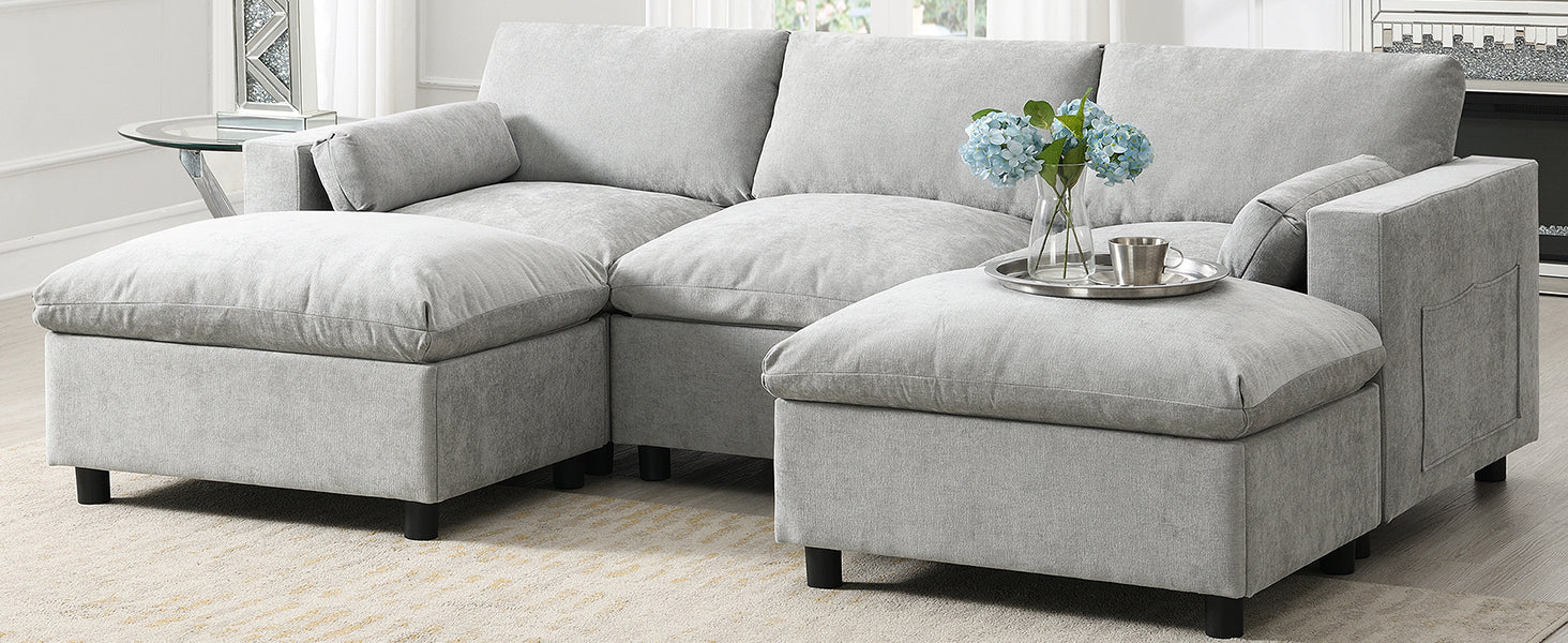 Walker Edison | Modern Cloud Chenille Modular Sectional Sofa with Storage - Image 21