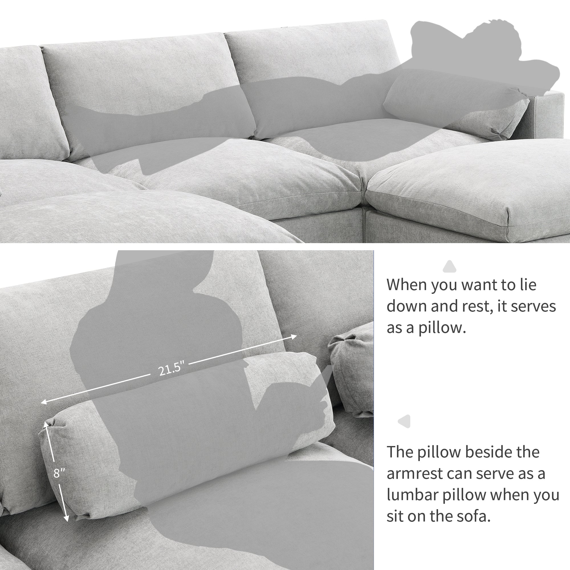 Walker Edison | Modern Cloud Chenille Modular Sectional Sofa with Storage - Image 5