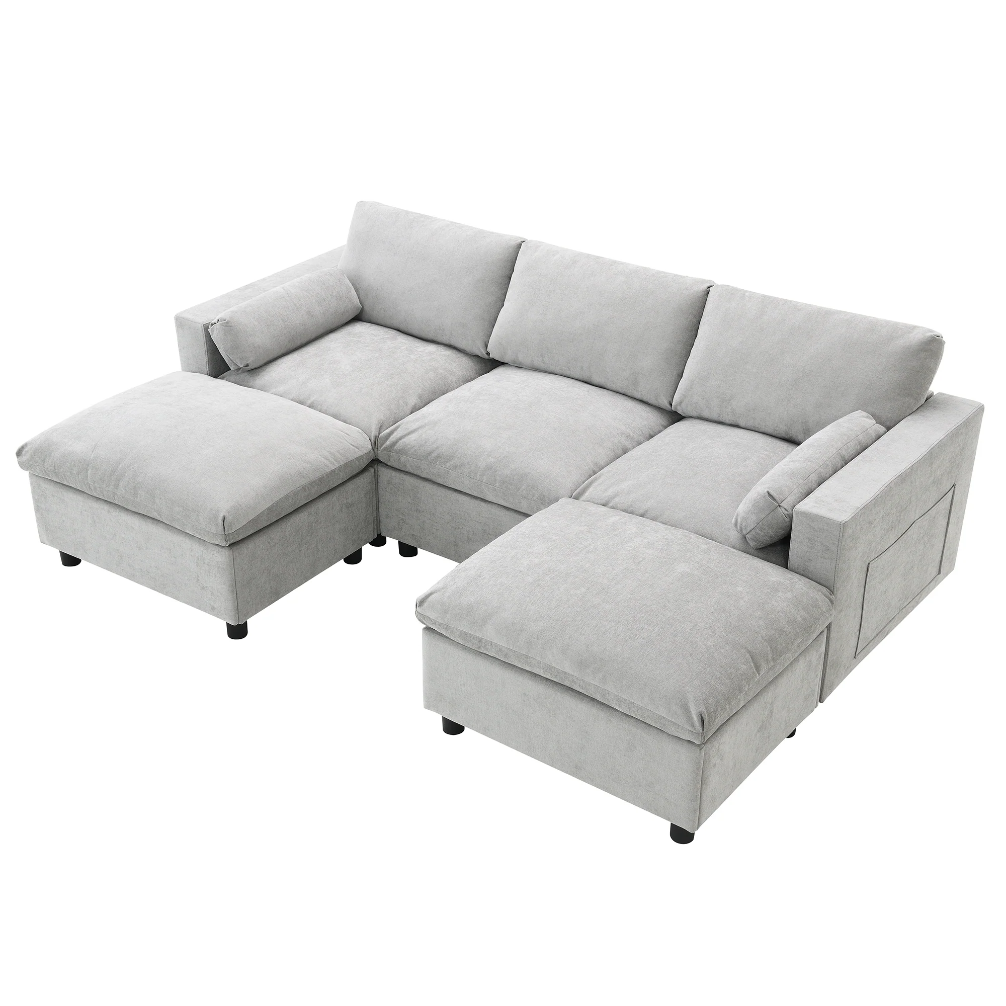 Modern Cloud Modular Sectional Sofa with Storage, Pillows and 2 Movable Ottomans - Image 12