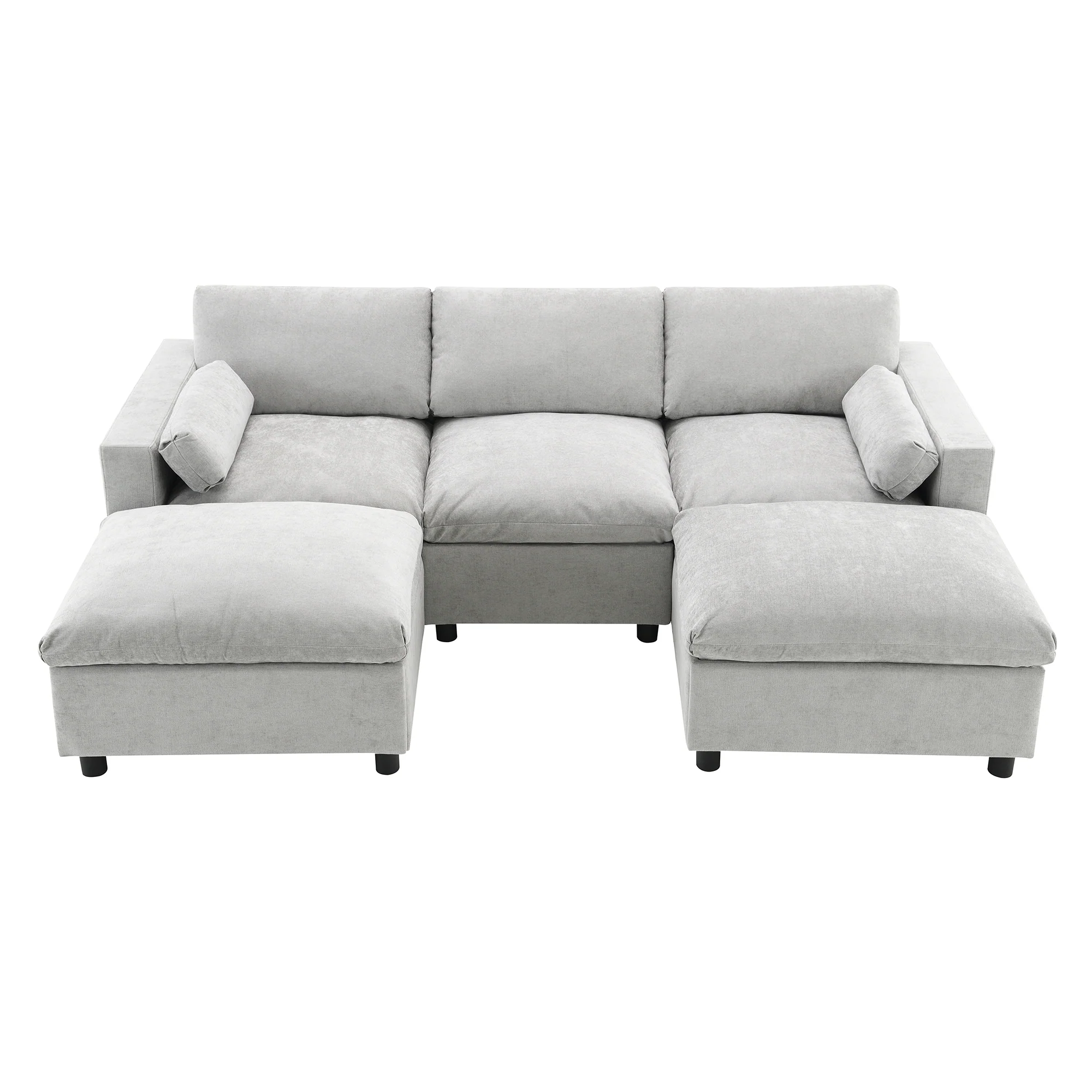 Modern Cloud Modular Sectional Sofa with Storage, Pillows and 2 Movable Ottomans - Image 9
