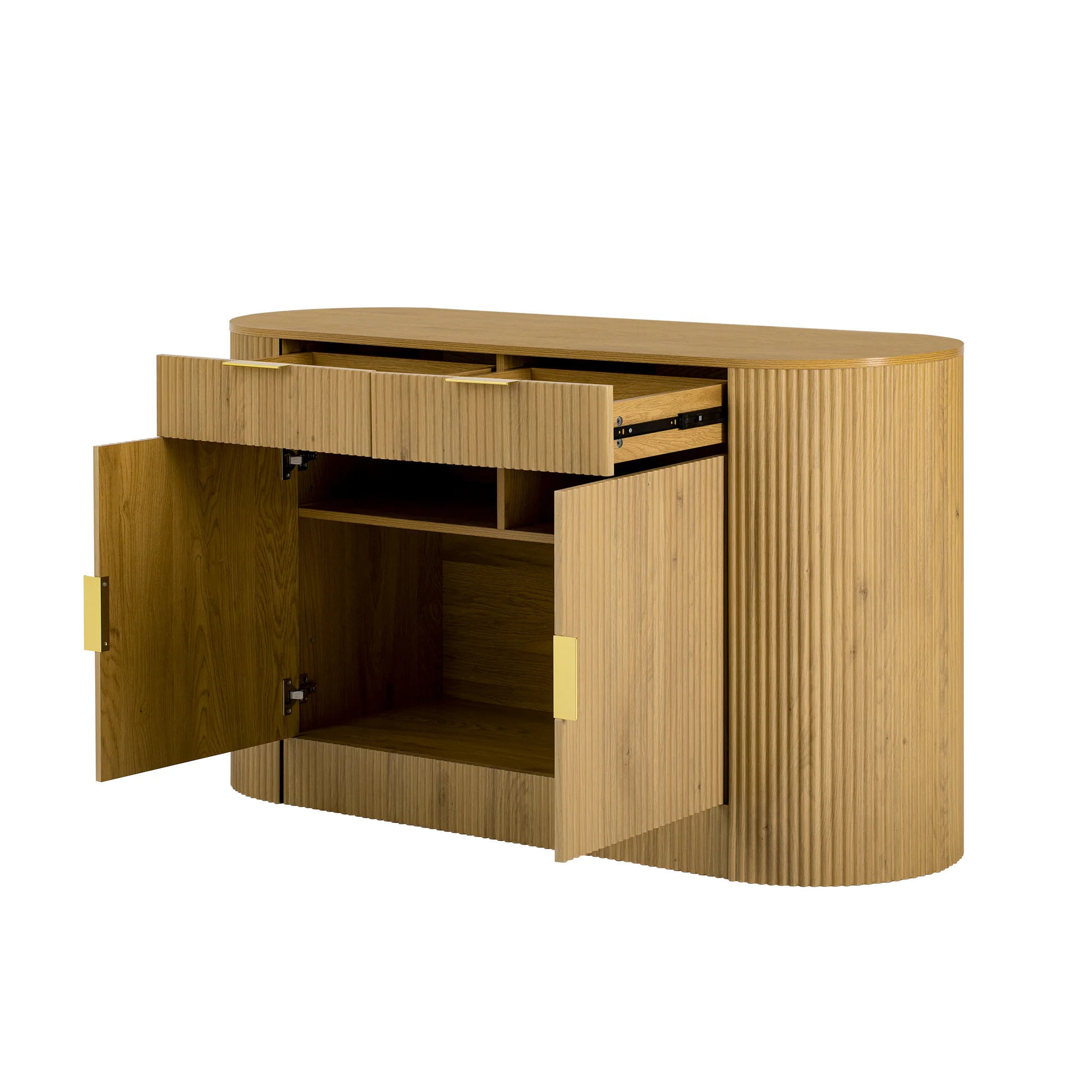 Modern Curve Design Fluted Storage Accent Cabinet / Sideboard - Image 13