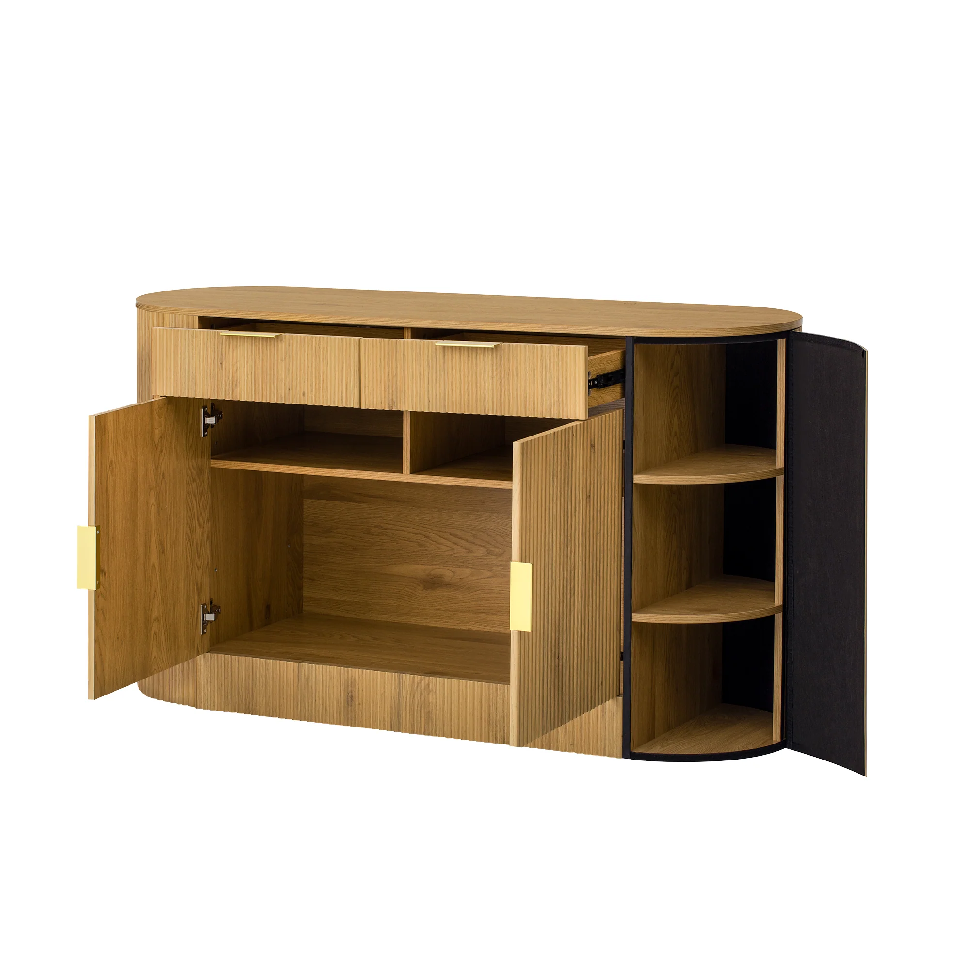 Modern Curve Design Fluted Storage Accent Cabinet / Sideboard - Image 14