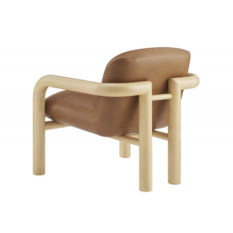 Modern Curve Wood Frame Faux Leather Accent Chair - Image 10