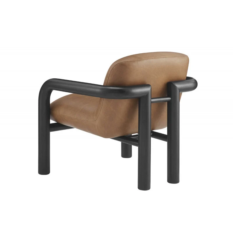 Modern Curve Wood Frame Faux Leather Accent Chair - Image 15