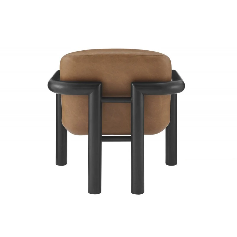 Modern Curve Wood Frame Faux Leather Accent Chair - Image 16