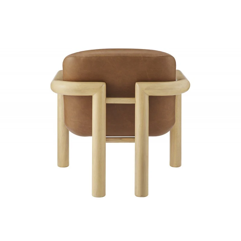 Modern Curve Wood Frame Faux Leather Accent Chair - Image 8