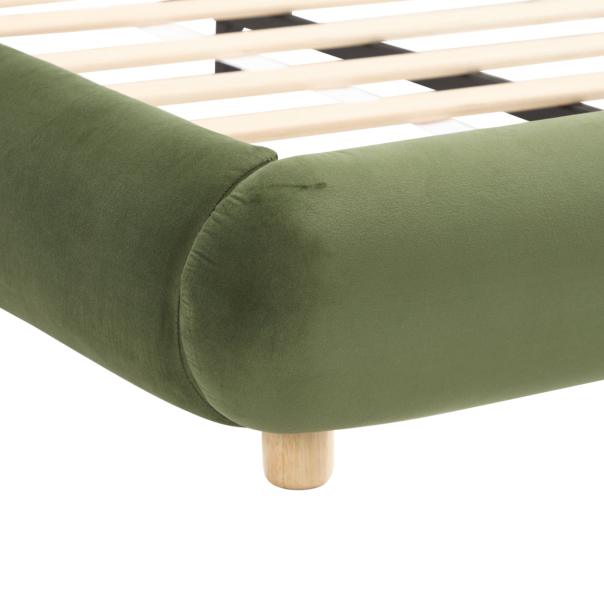 Modern Curved Upholstered Low Profile Platform King Size Bed - Image 16