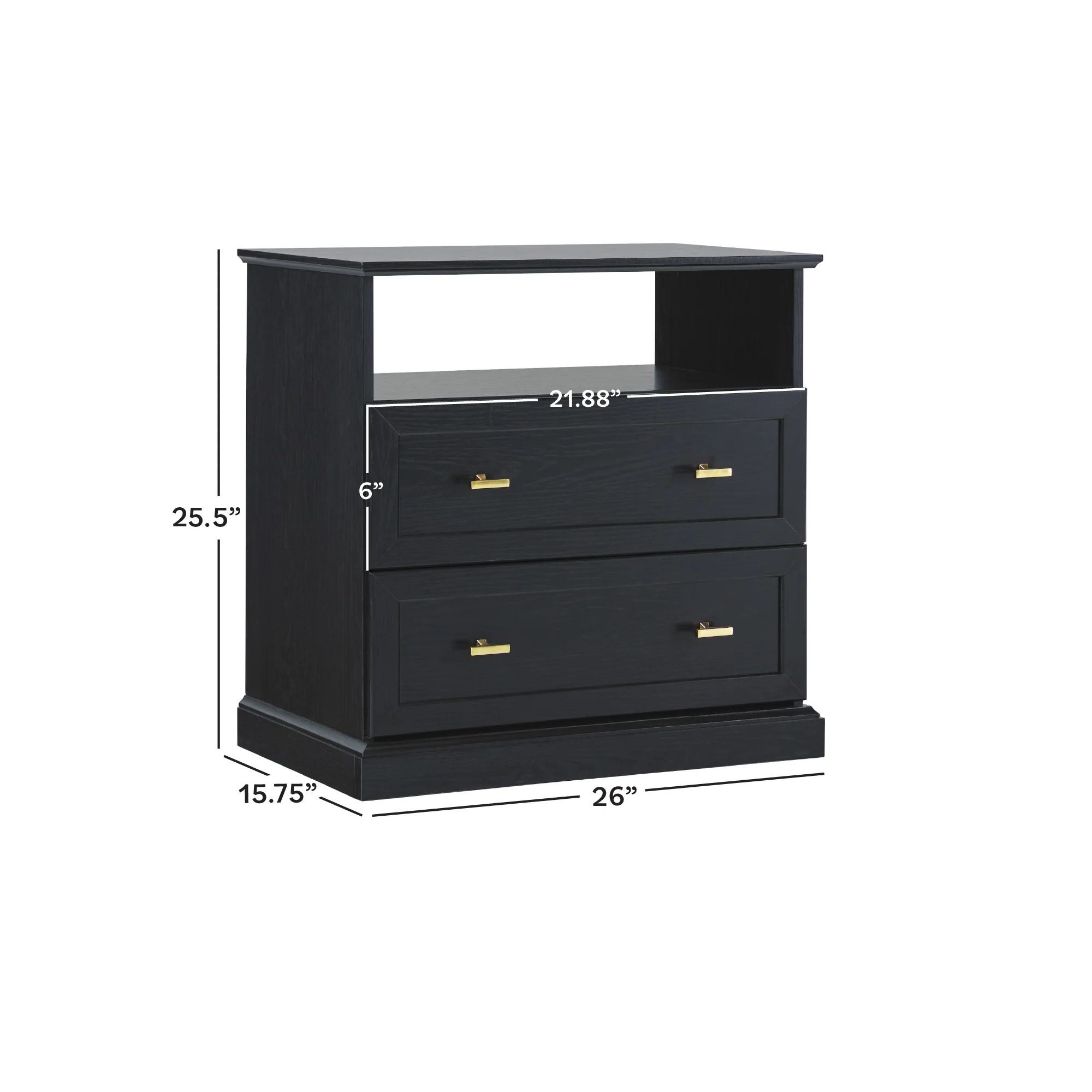 Clyde Modern Farmhouse Easy Assembly 2-Drawer Nightstand Side Table - Image 5