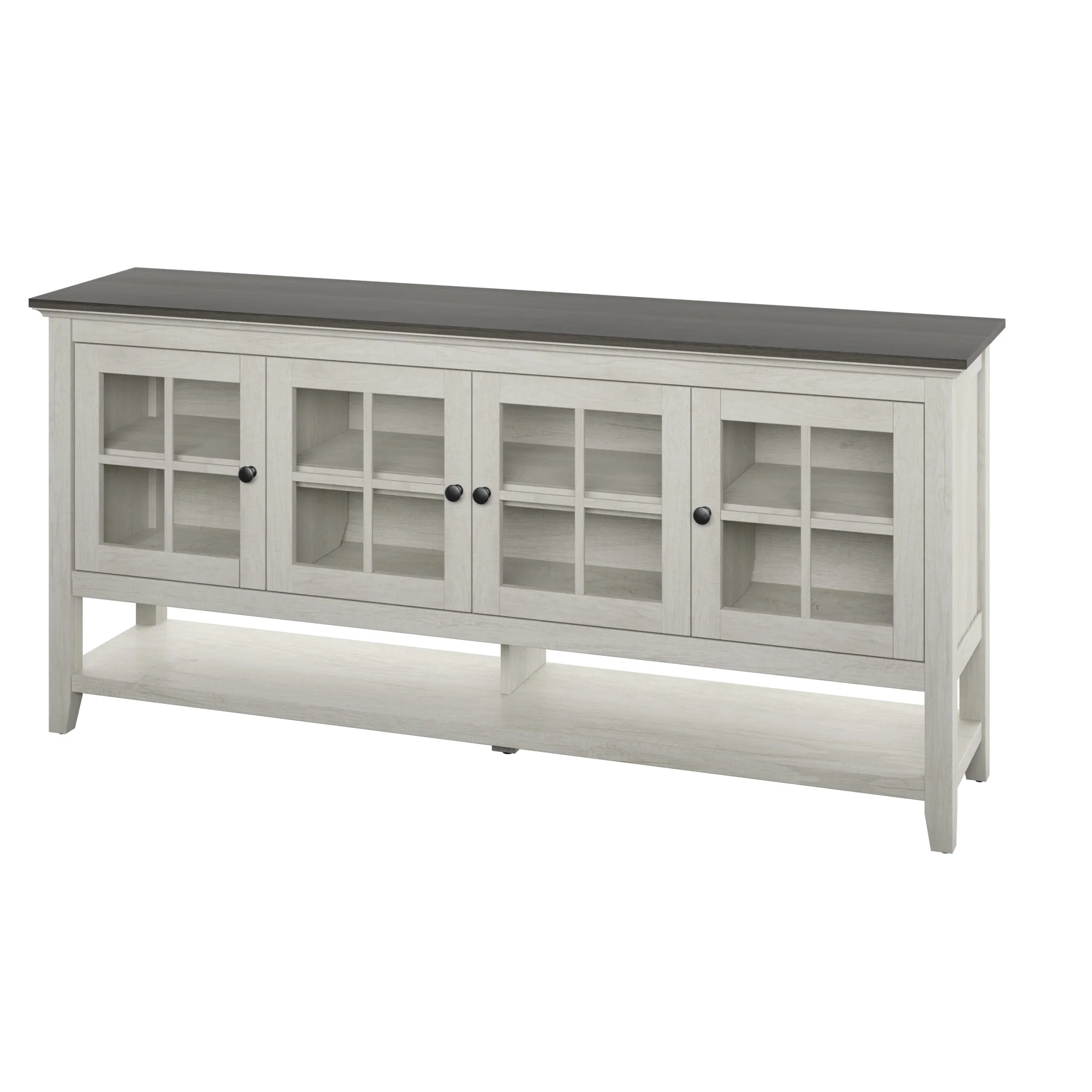 Traditional Farmhouse Windowpane Glass Doors Buffet Sideboard - Image 7