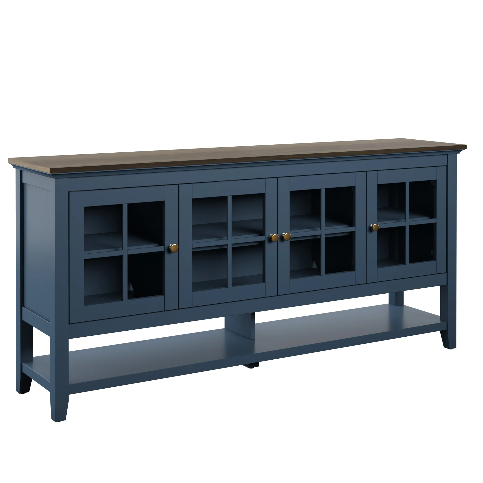 Traditional Farmhouse Windowpane Glass Doors Buffet Sideboard - Image 8