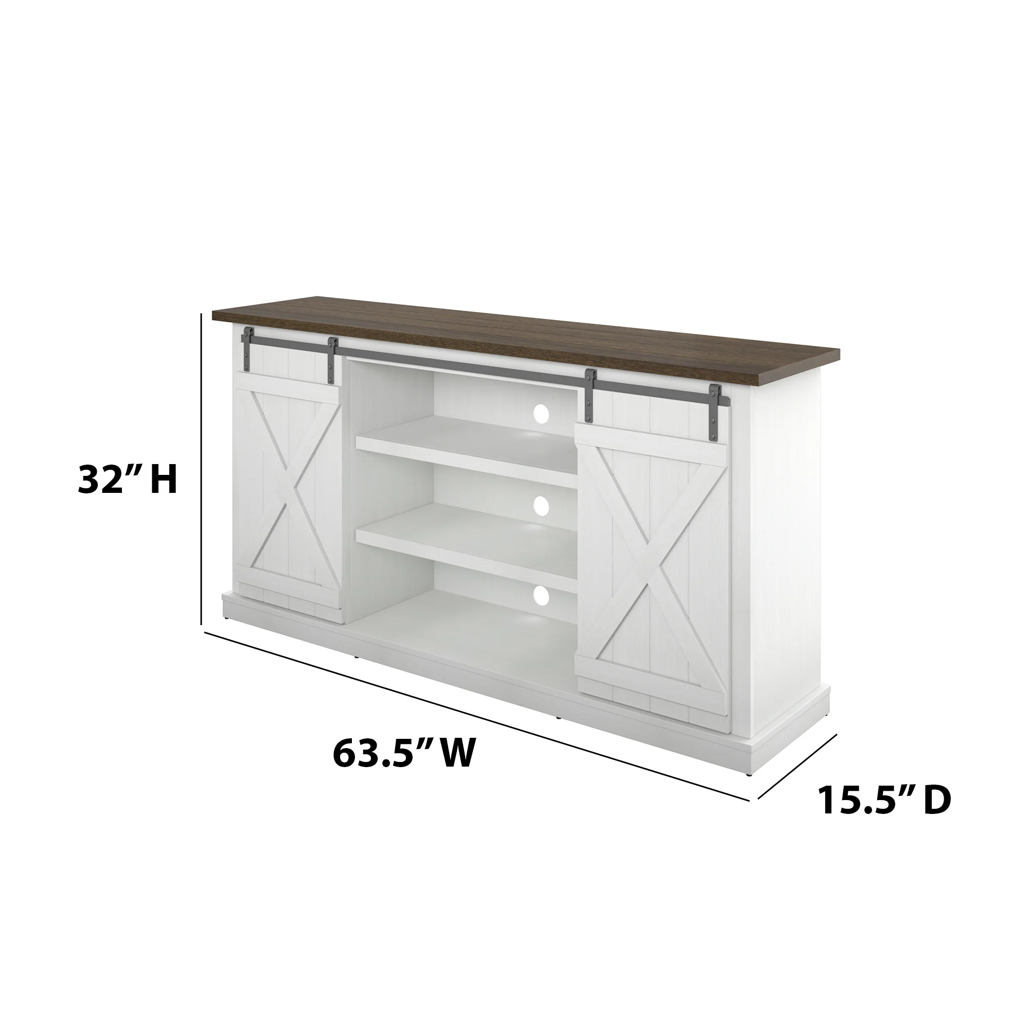 Modern Farmhouse TV Stand with Sliding Barn Doors for TVs up to 70" - Image 11