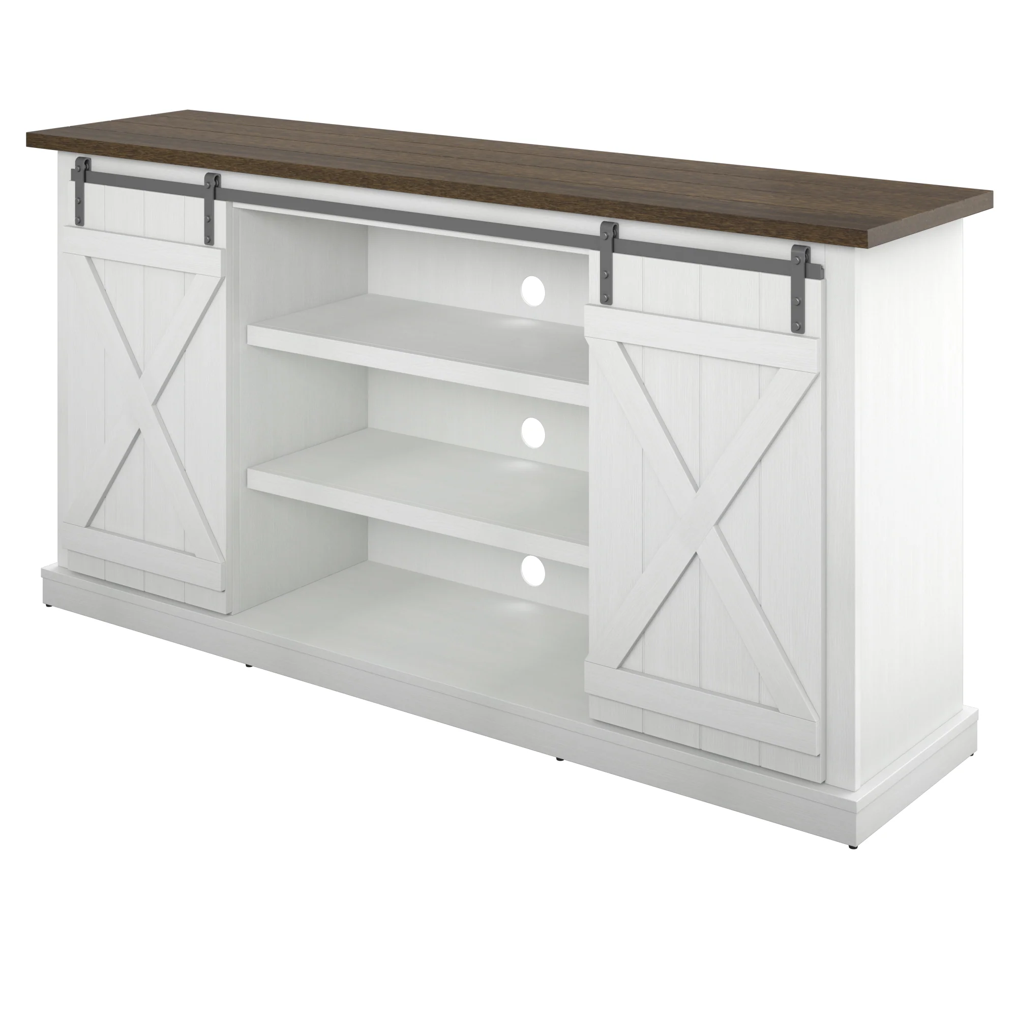 Modern Farmhouse TV Stand with Sliding Barn Doors for TVs up to 70" - Image 14