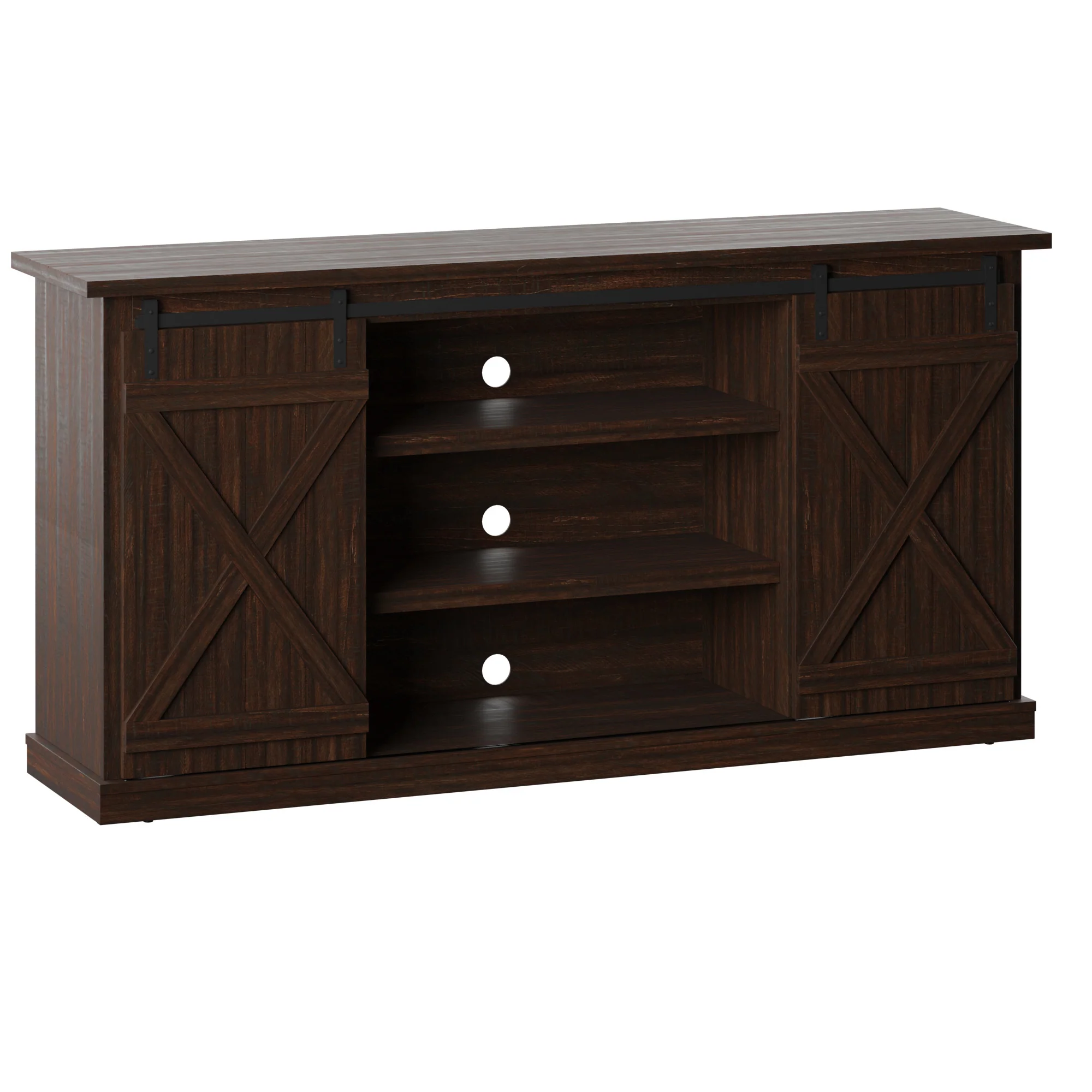 Modern Farmhouse TV Stand with Sliding Barn Doors for TVs up to 70" - Image 8