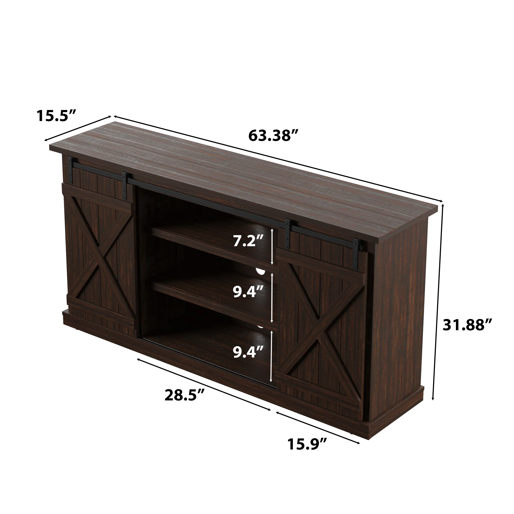 Modern Farmhouse TV Stand with Sliding Barn Doors for TVs up to 70" - Image 9
