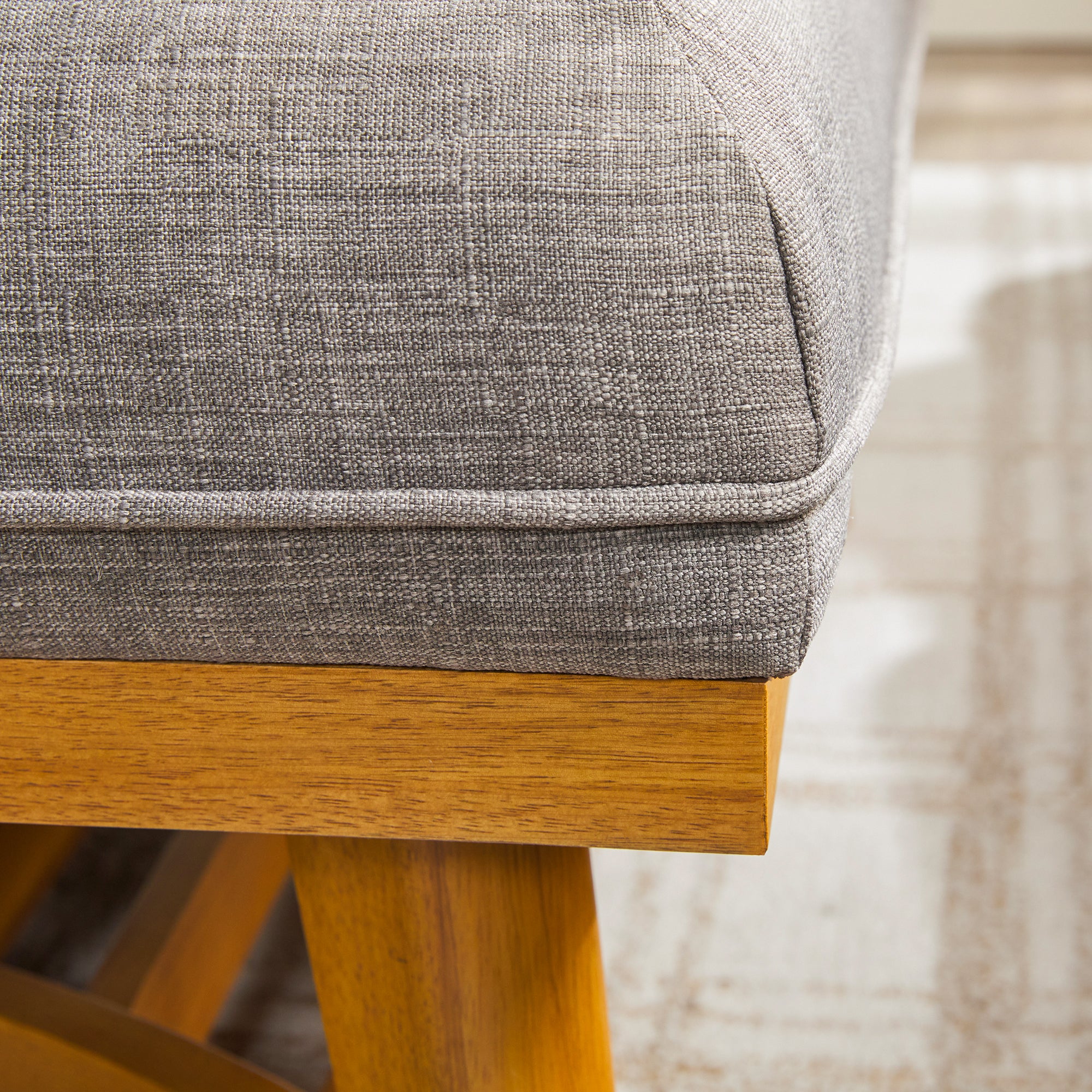 Nash Modern Farmhouse Easy Assembly Linen Large Ottoman - Image 16
