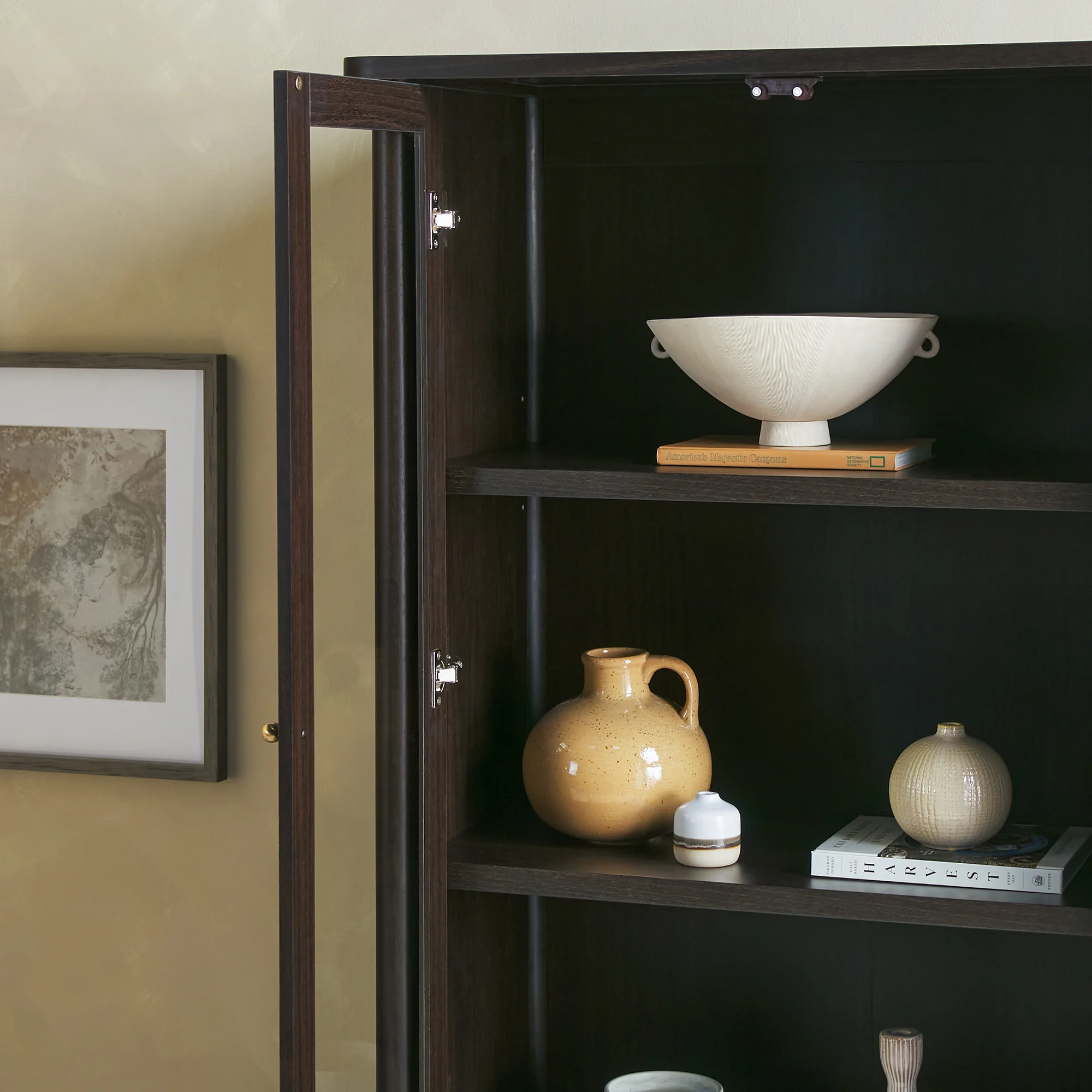 Samantha Modern Fluted Glass Cabinet Bookshelf - Image 13