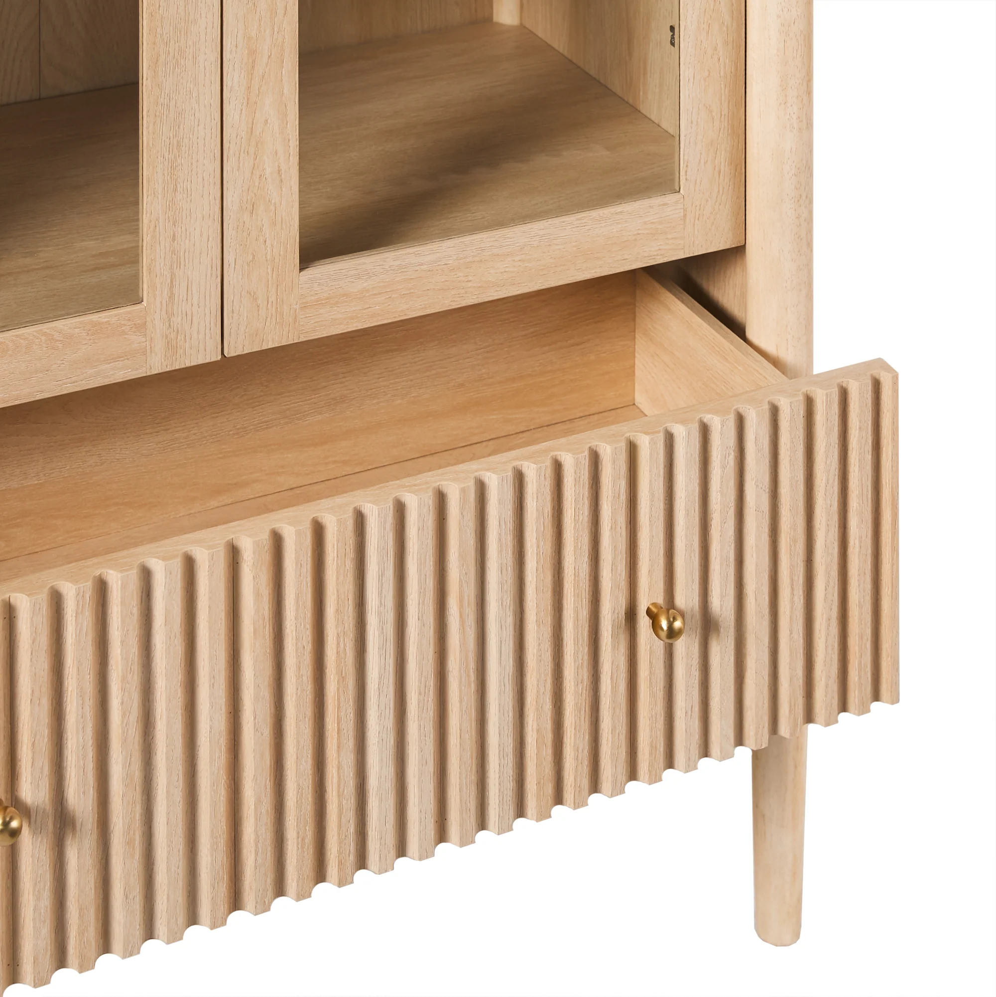 Samantha Modern Fluted Glass Cabinet Bookshelf - Image 29