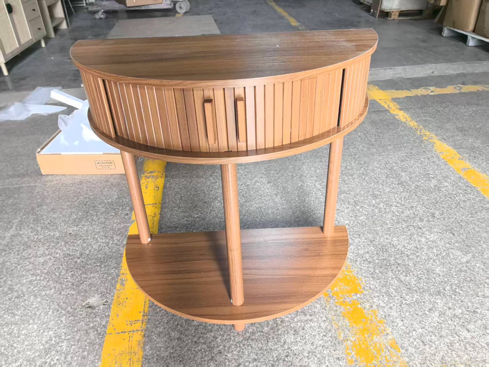 Modern Fluted Half-Moon Console Entryway Table - Image 13
