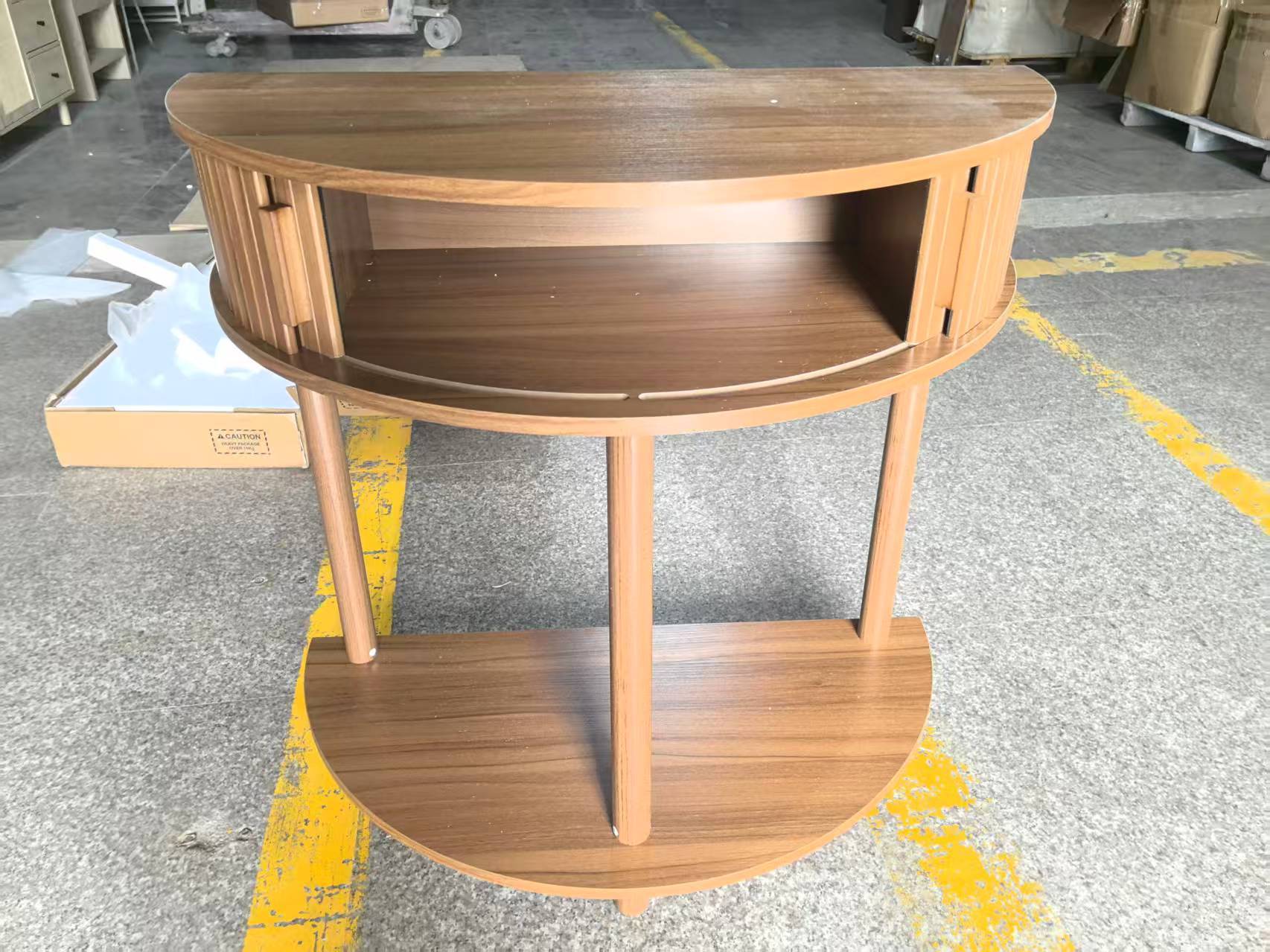 Modern Fluted Half-Moon Console Entryway Table - Image 14