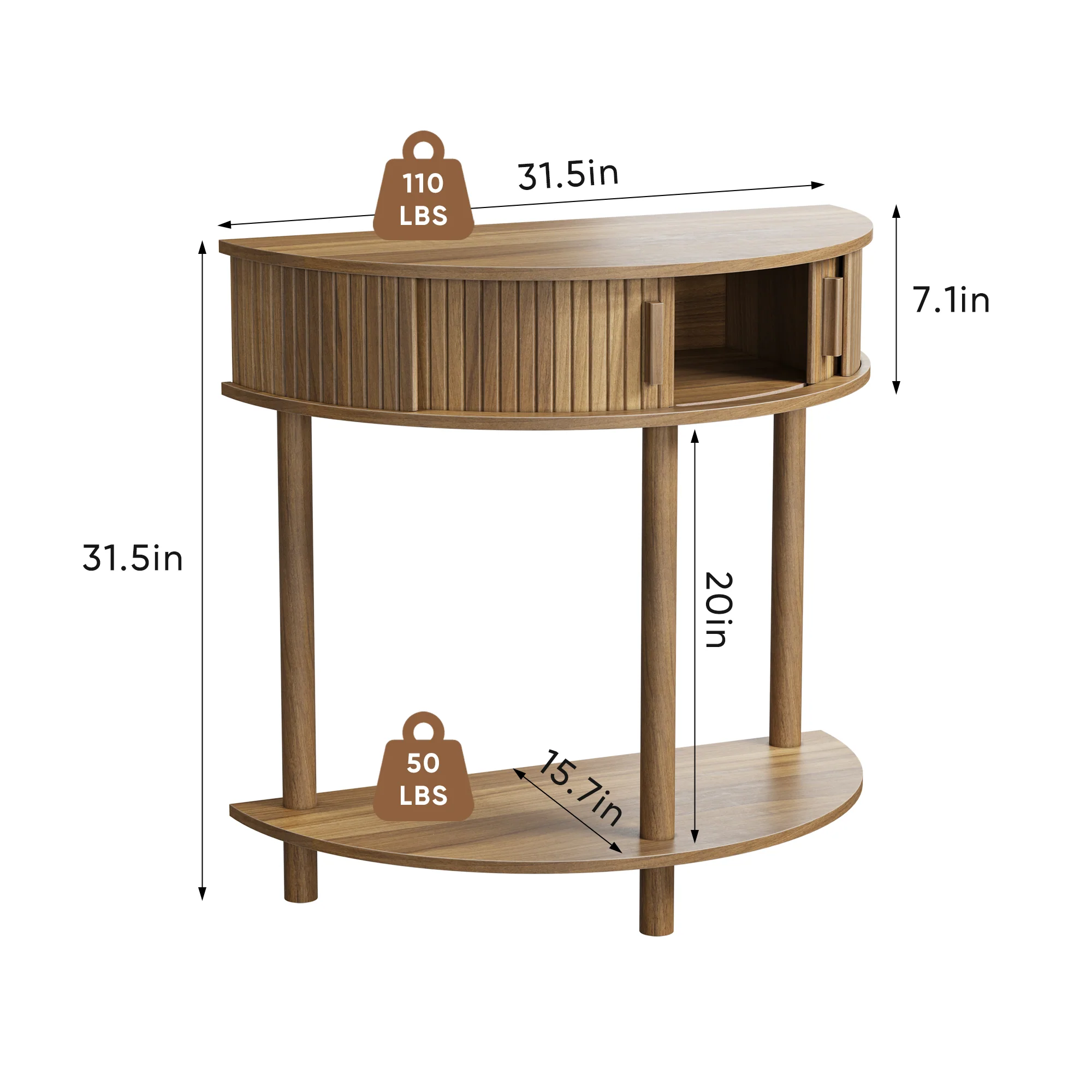Modern Fluted Half-Moon Console Entryway Table - Image 4