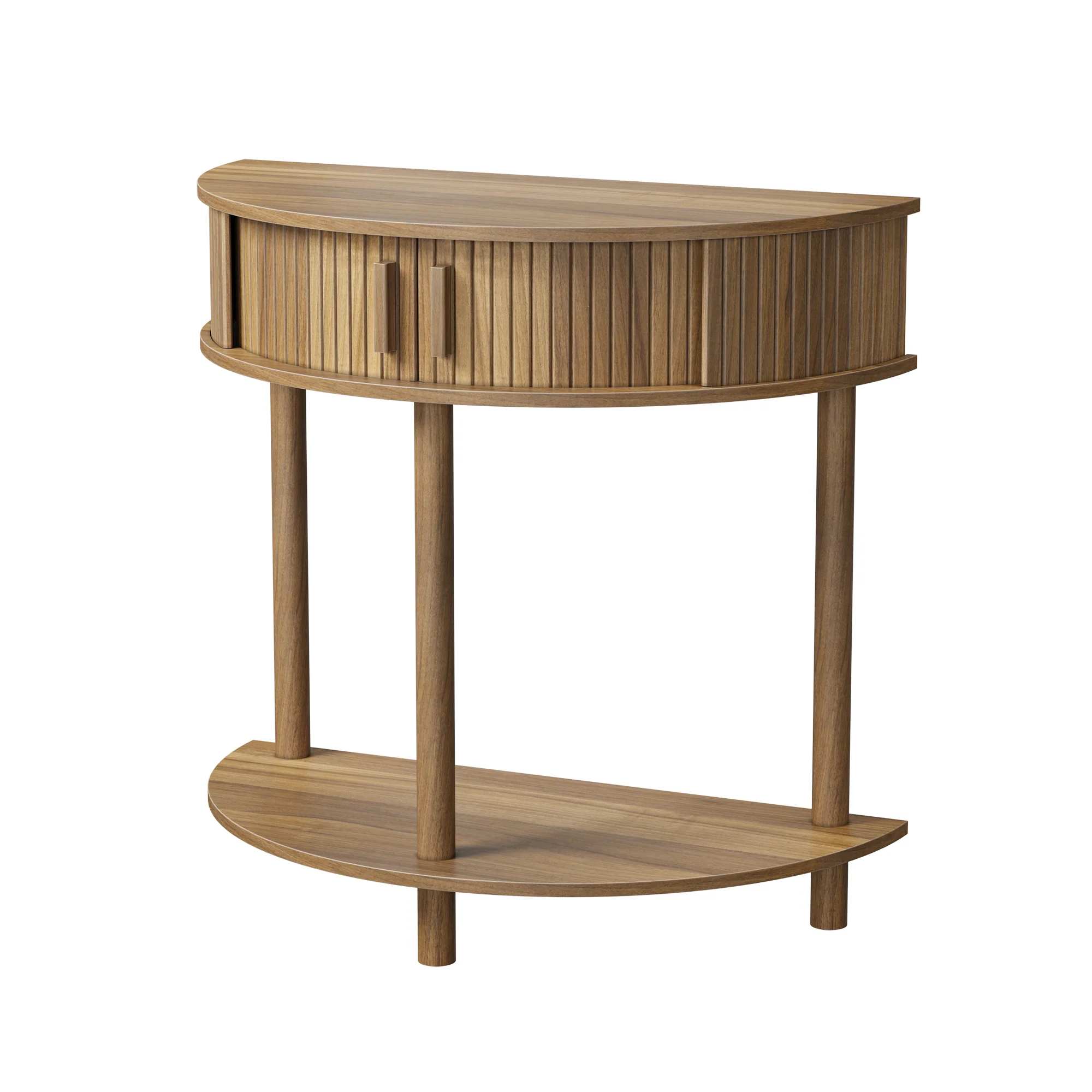 Modern Fluted Half-Moon Console Entryway Table - Image 9