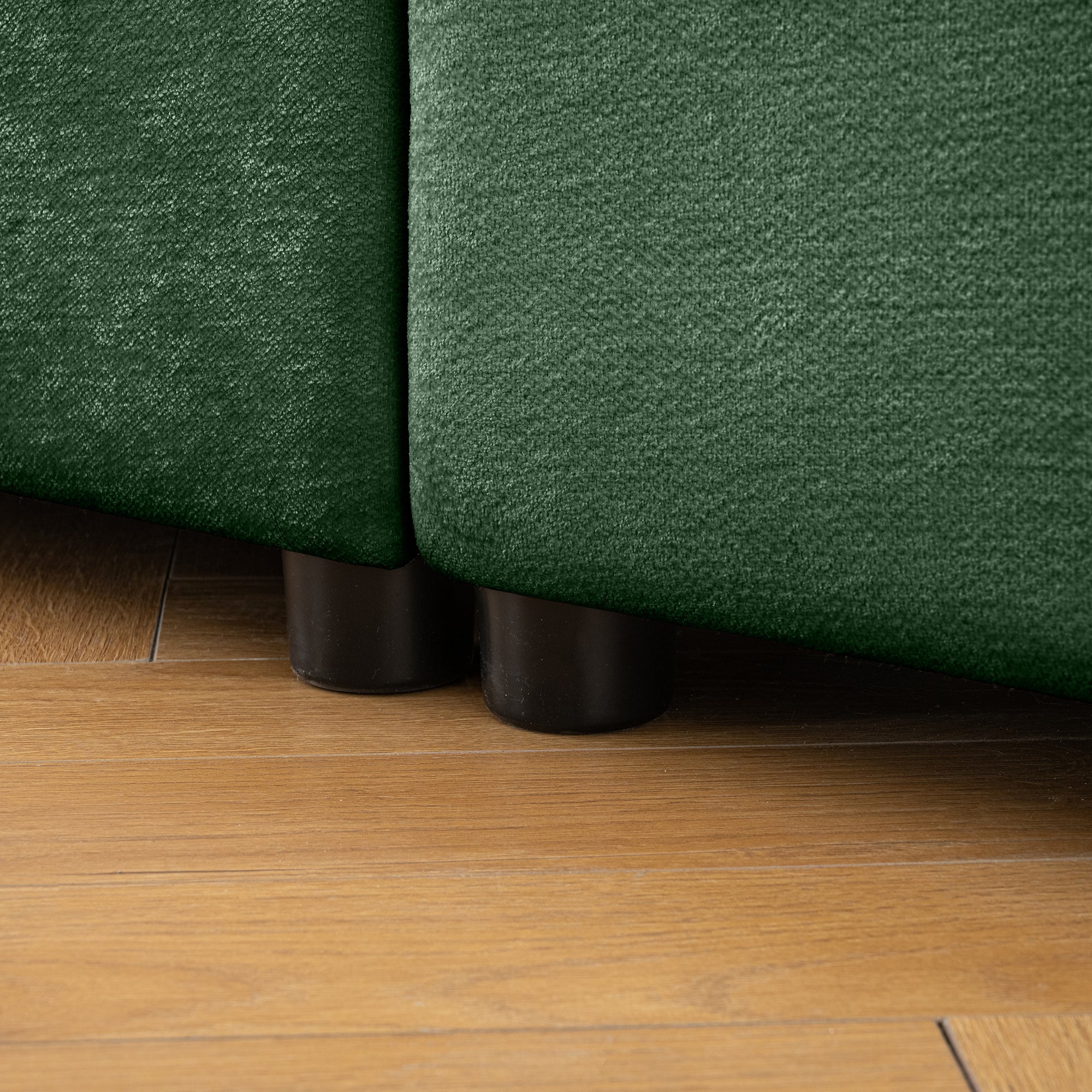 Walker Edison | Modern Green Chenille 2-Seater Loveseat Sofa with Ottoman Storage - Image 9