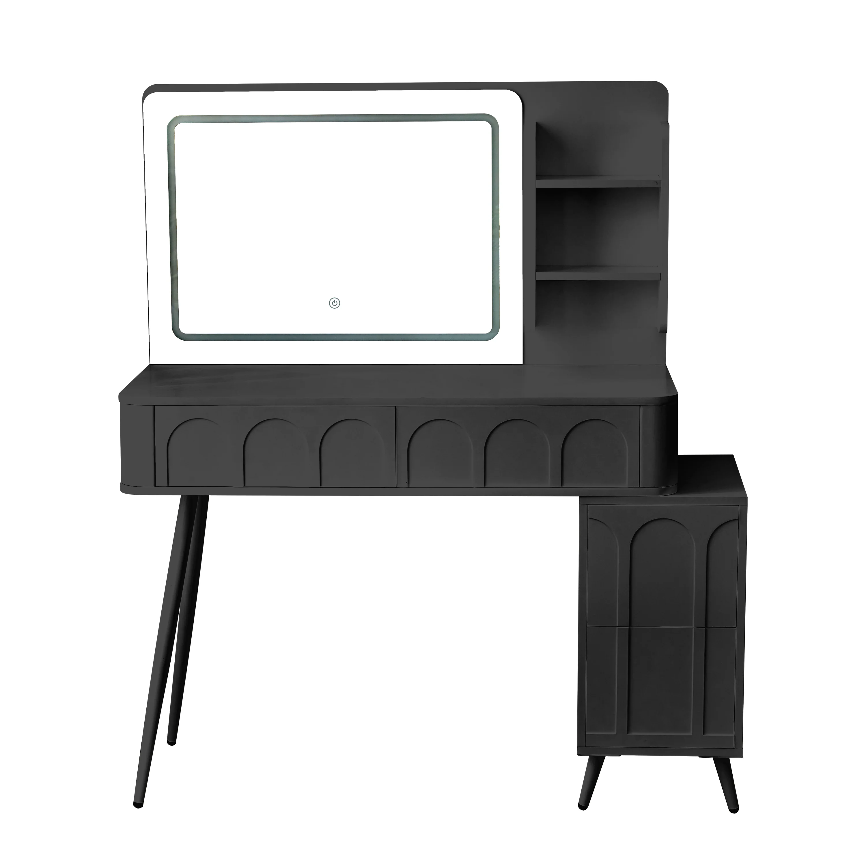 Walker Edison | Modern Makeup Vanity Desk with LED Lights & Mirror - Image 5